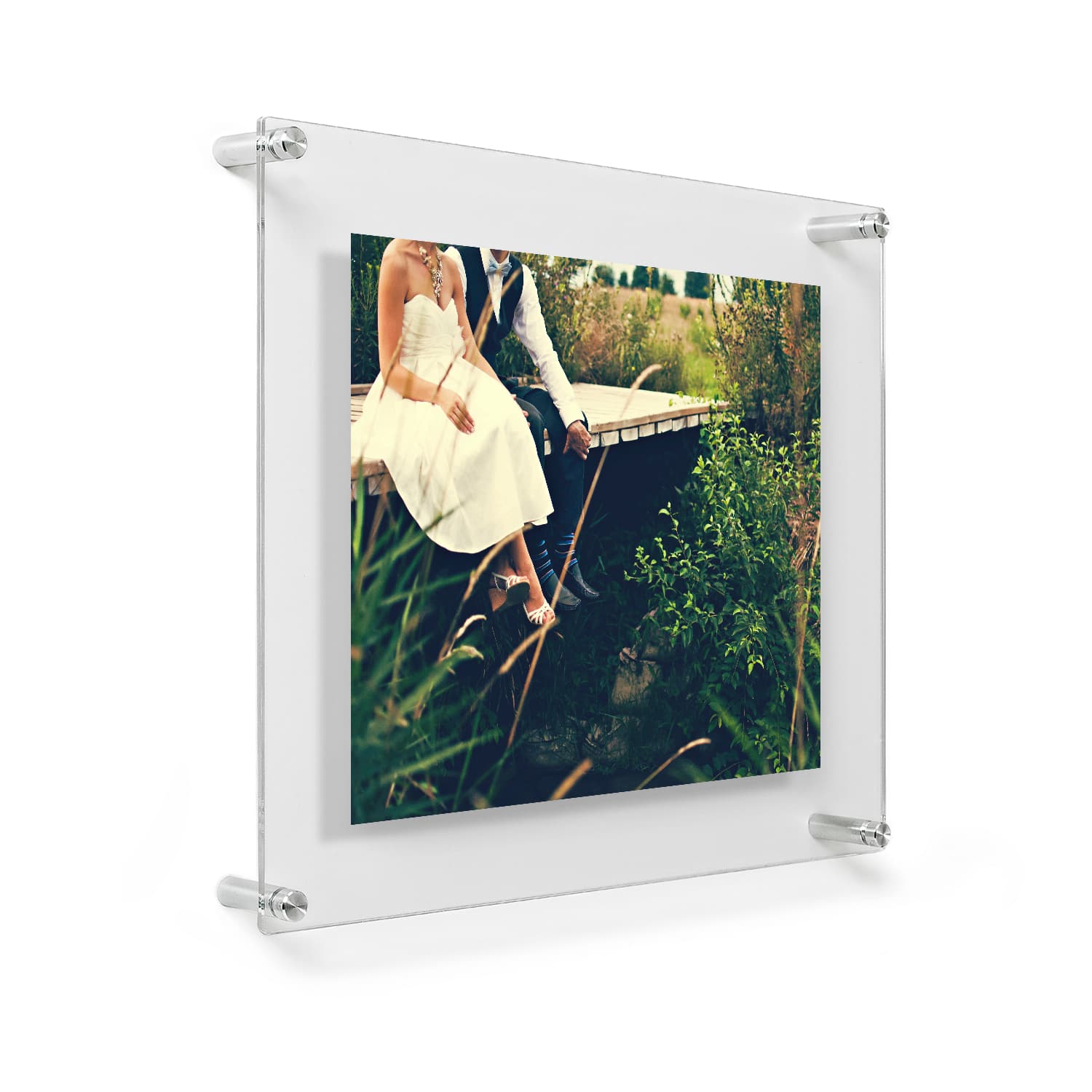 Wexel Art Double Panel Clear Acrylic Floating Wall Frame with Silver Hardware