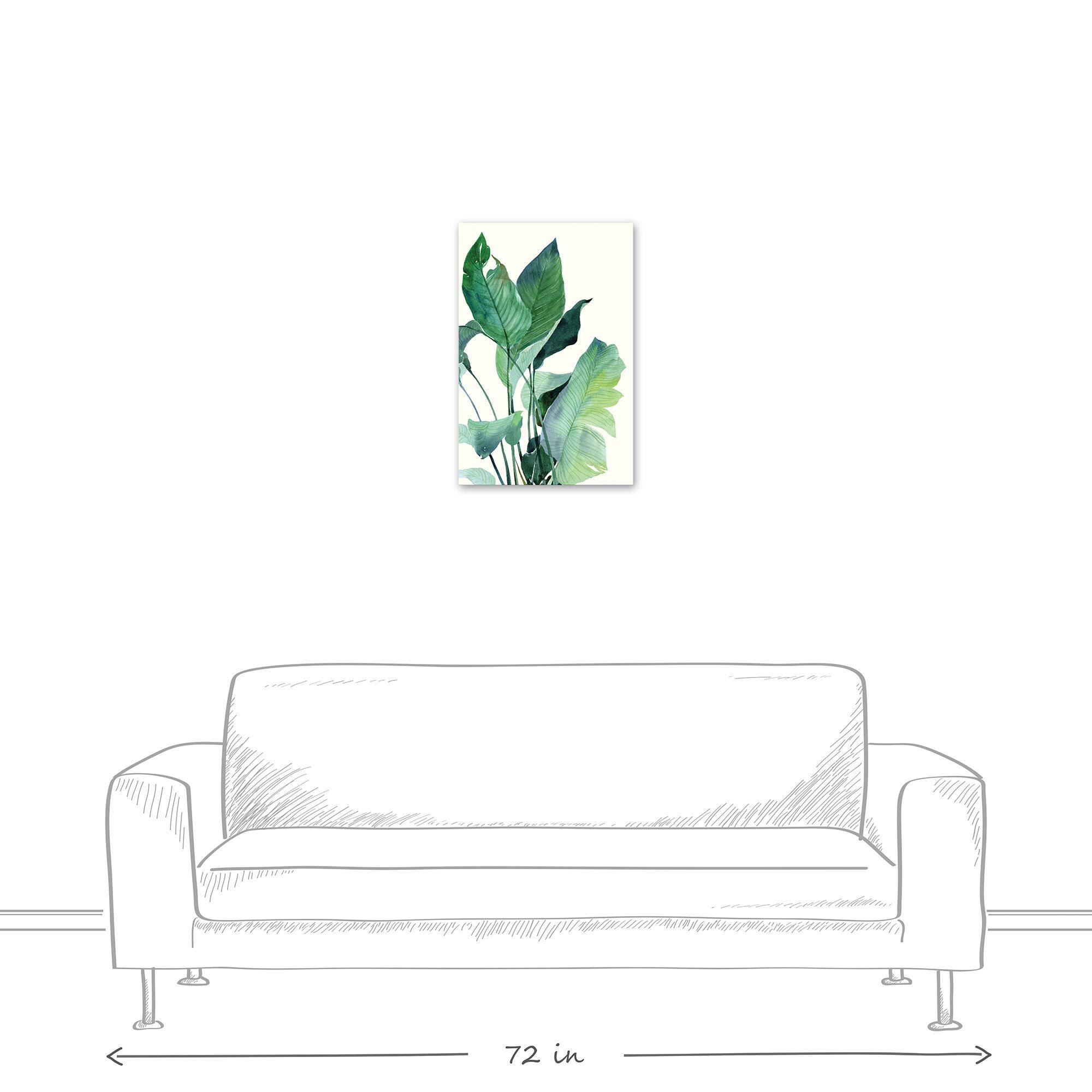 Mint Green Tropical Leaves 16" x 24" Canvas Wall Art