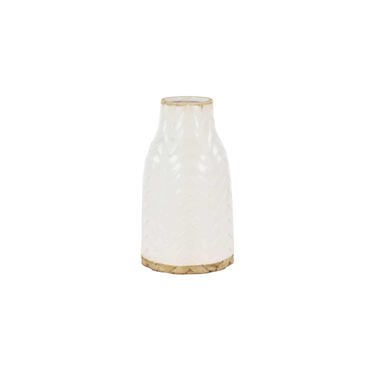 Set of 2 White Porcelain Contemporary Vase, 7&#x22; x 12&#x22;