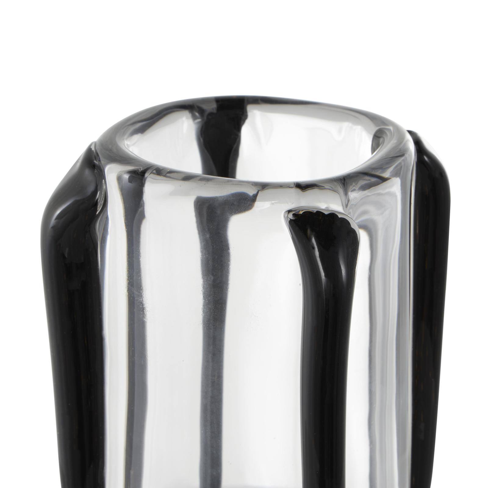 Black Recycled Glass Vase with Glass Framing