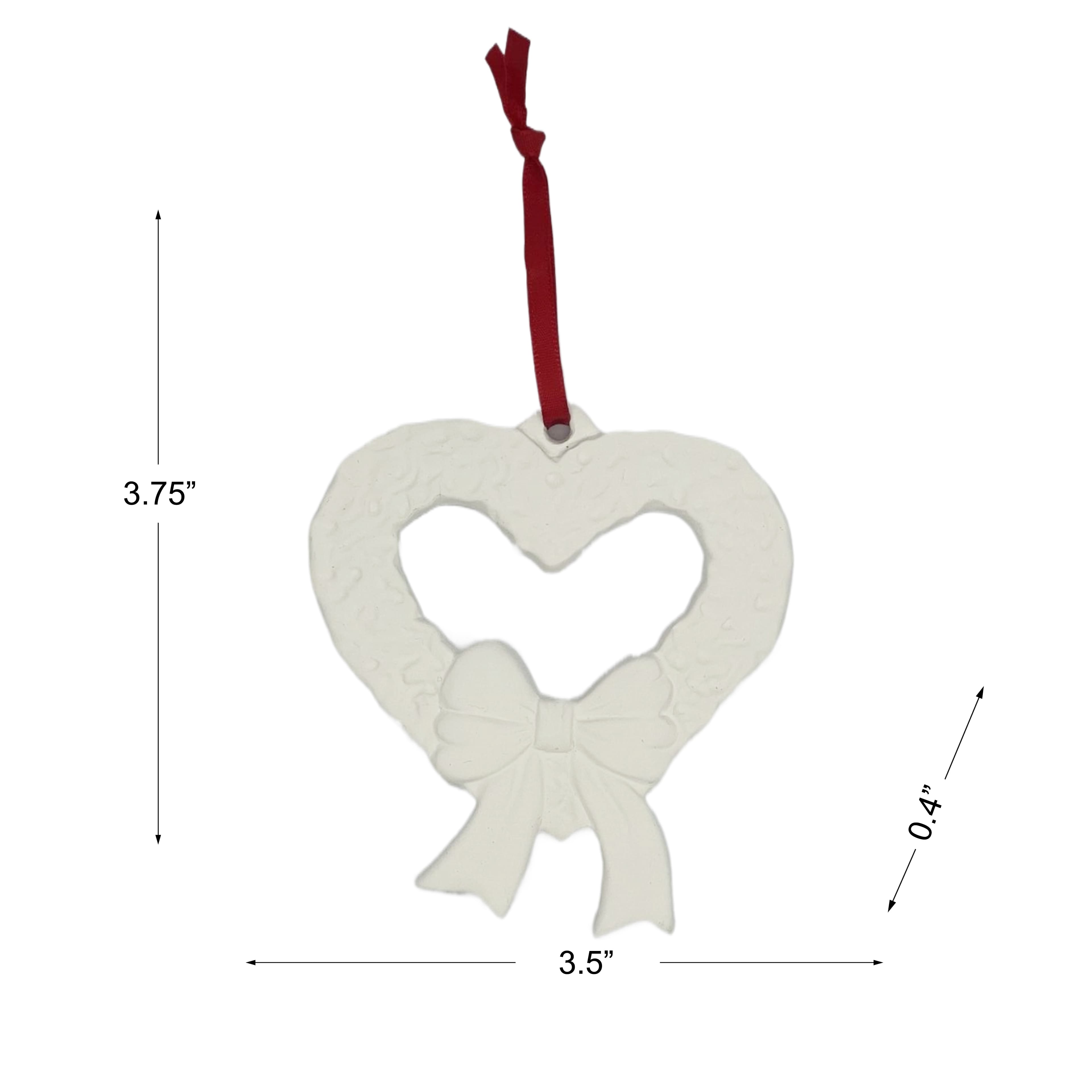 3.75&#x22; DIY Ceramic Heart Wreath Ornament by Make Market&#xAE;