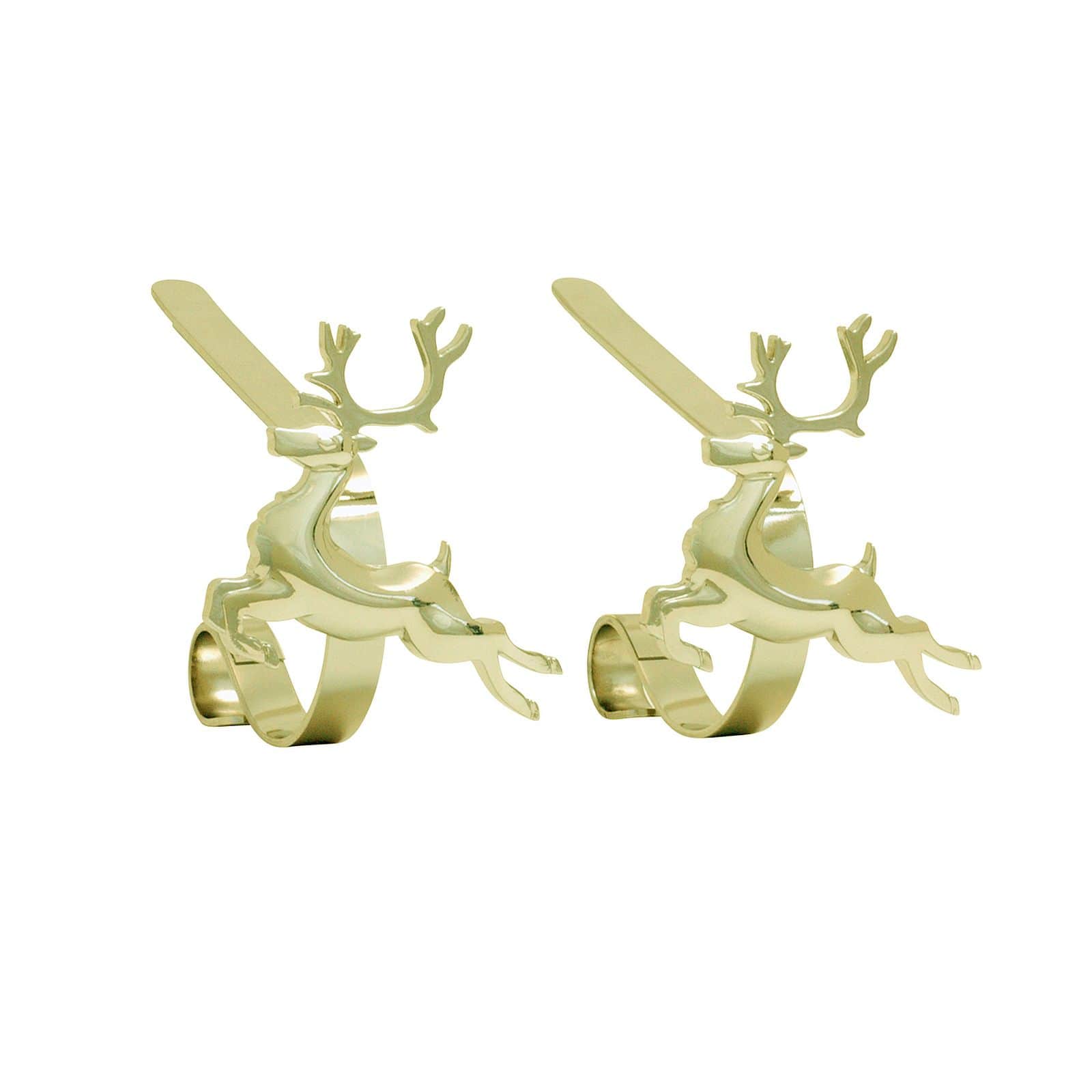Original MantleClip® Gold Reindeer Icons Stocking Holders, 2ct.