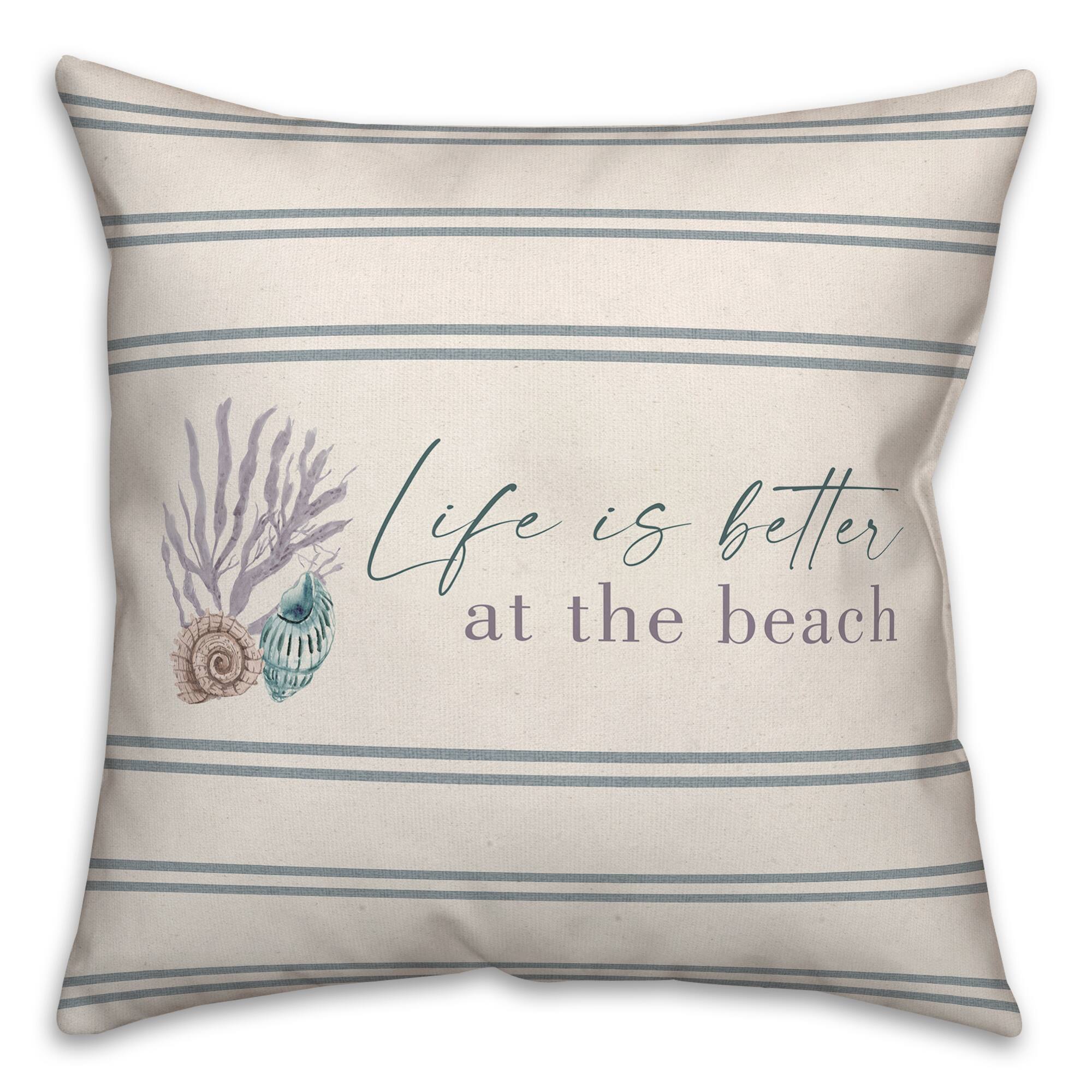 Life Is Better At The Beach Snail & Shell Throw Pillow