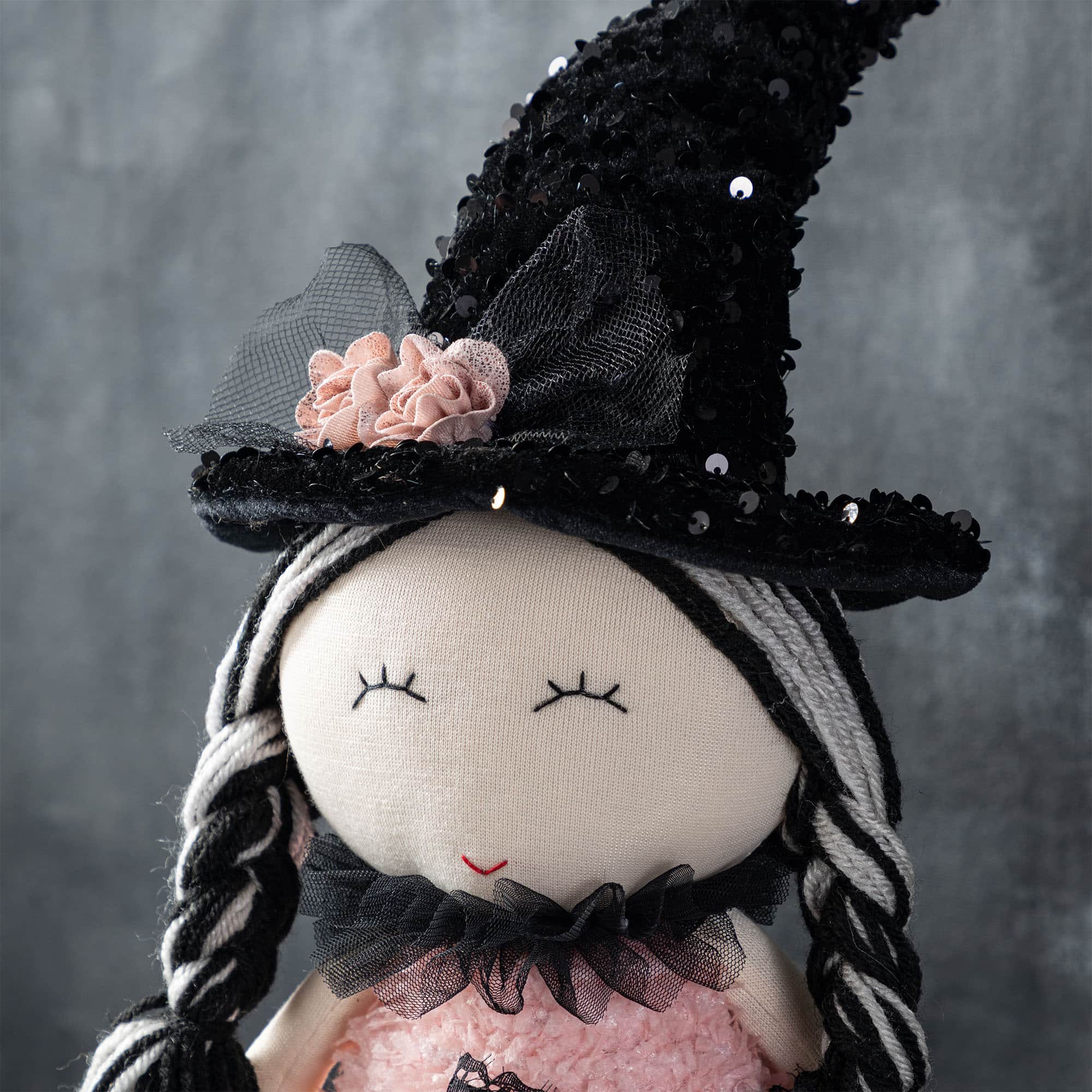 Glitzhome® 29"H Halloween Pink Fabric Dressed Witch Sitter