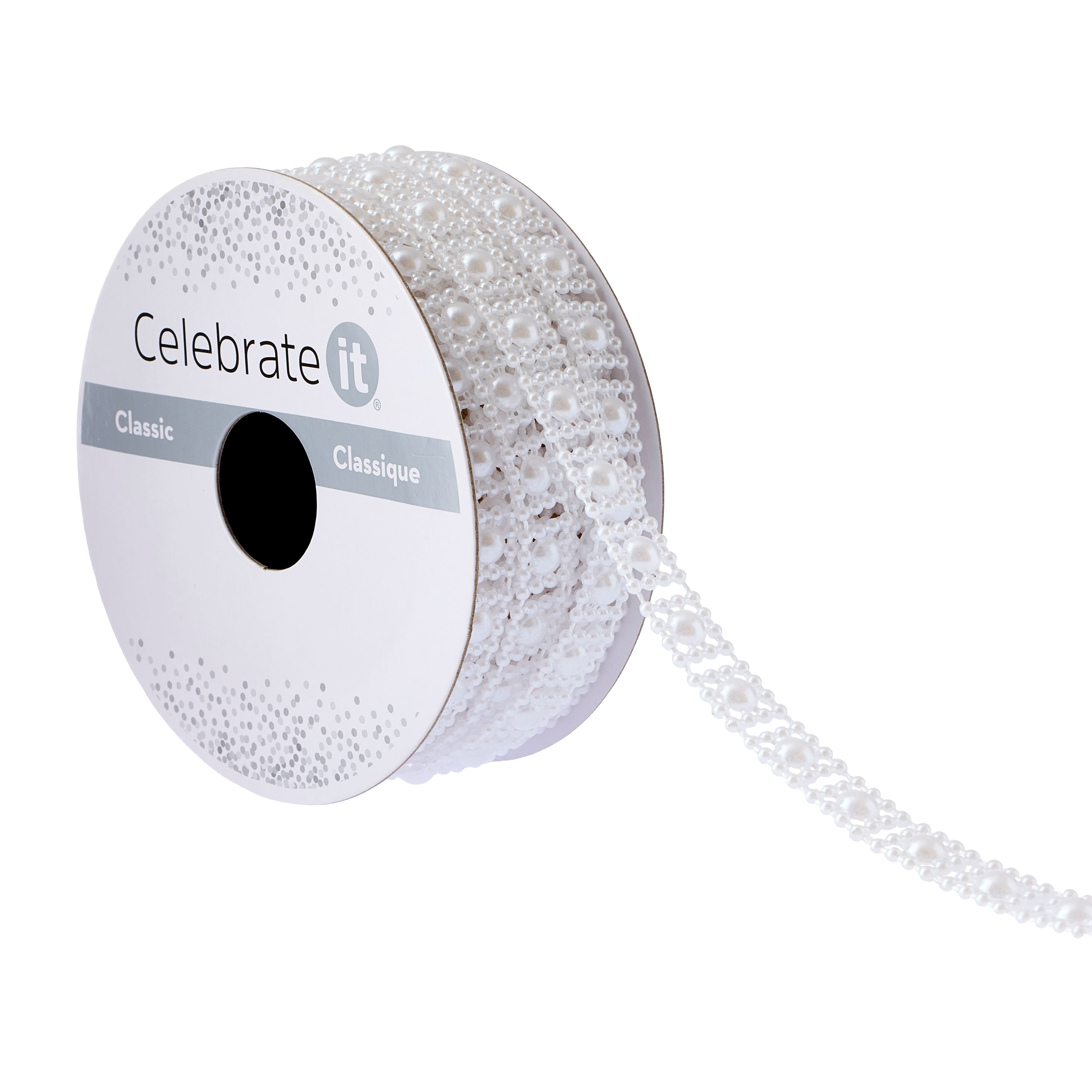 3/8&#x22; x 3yd. White Pearl Ribbon by Celebrate It&#xAE; Classic