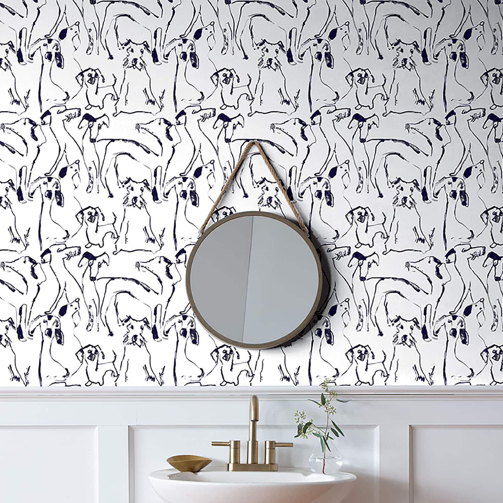 Surface Style Dog Doodle Ink Peel & Stick Wallpaper