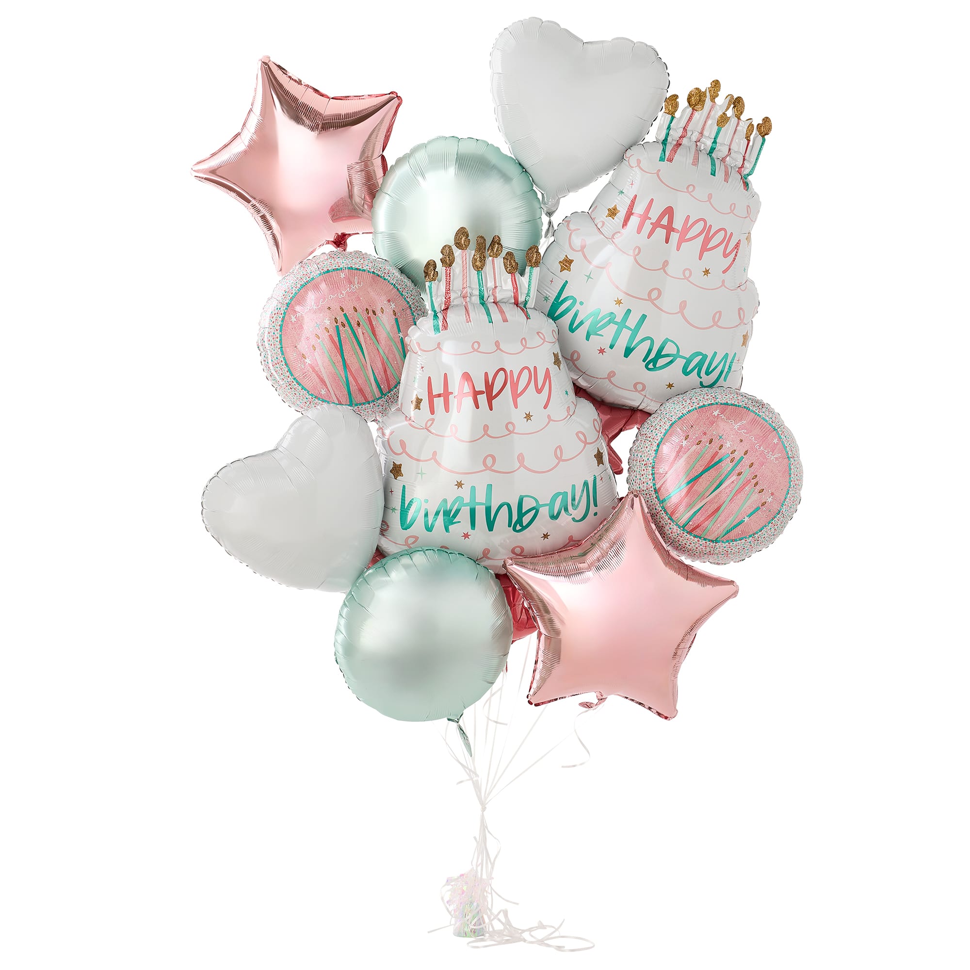 Happy Birthday Cake Foil Balloon Bundle