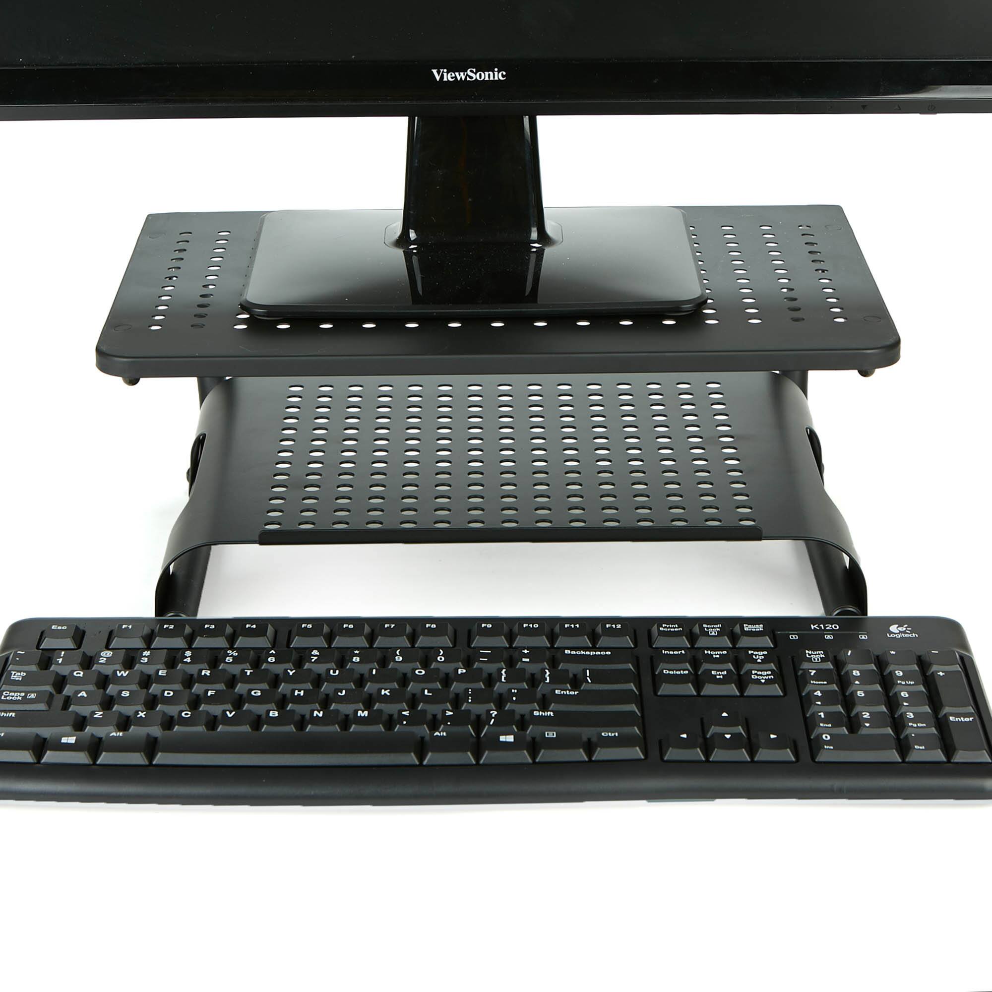 Mind Reader Black 2 Tier Monitor Stand Riser