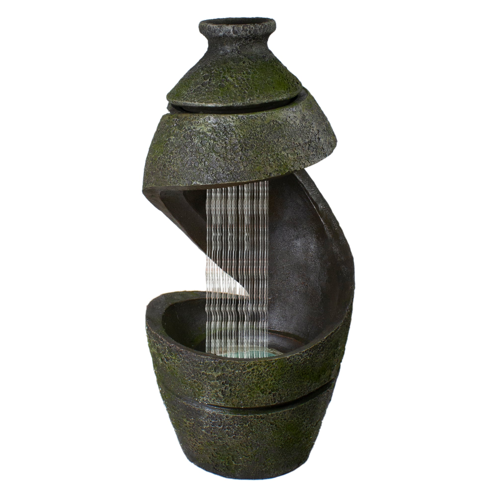 2.5ft. Green & Gray Mossy Outdoor Garden Water Fountain
