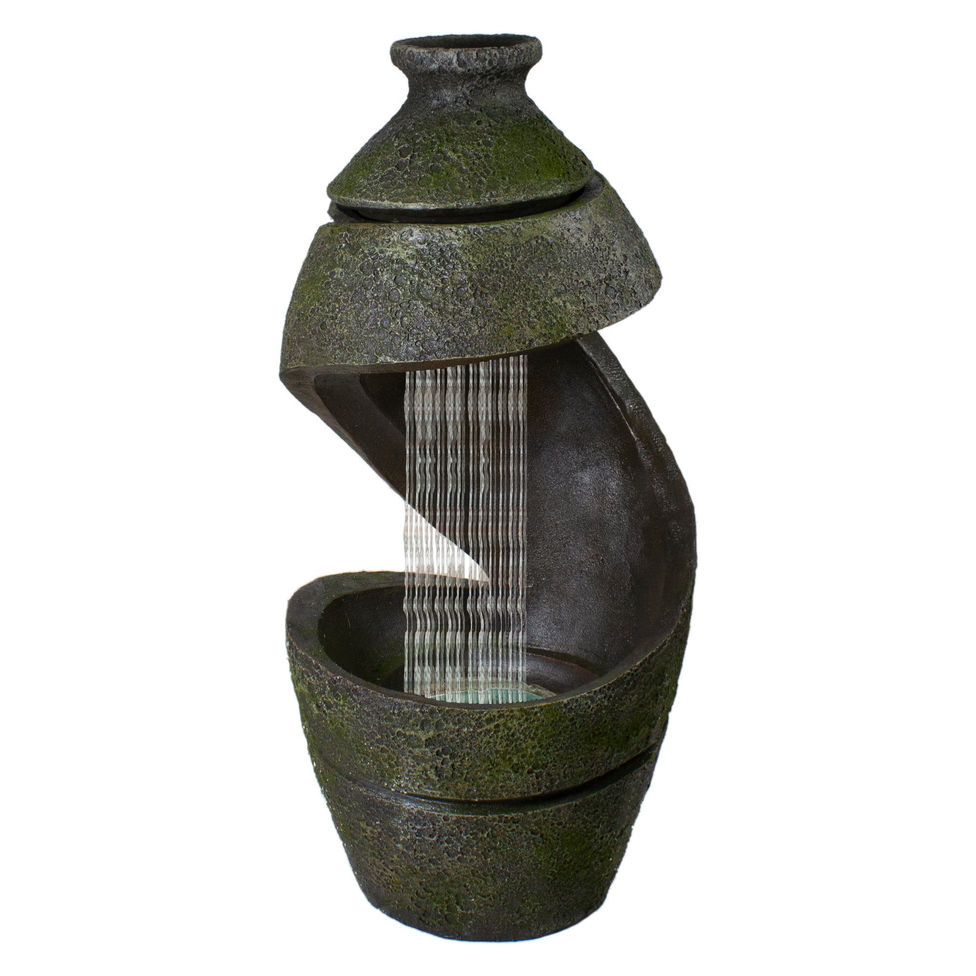 2.5ft. Green &#x26; Gray Mossy Outdoor Garden Water Fountain