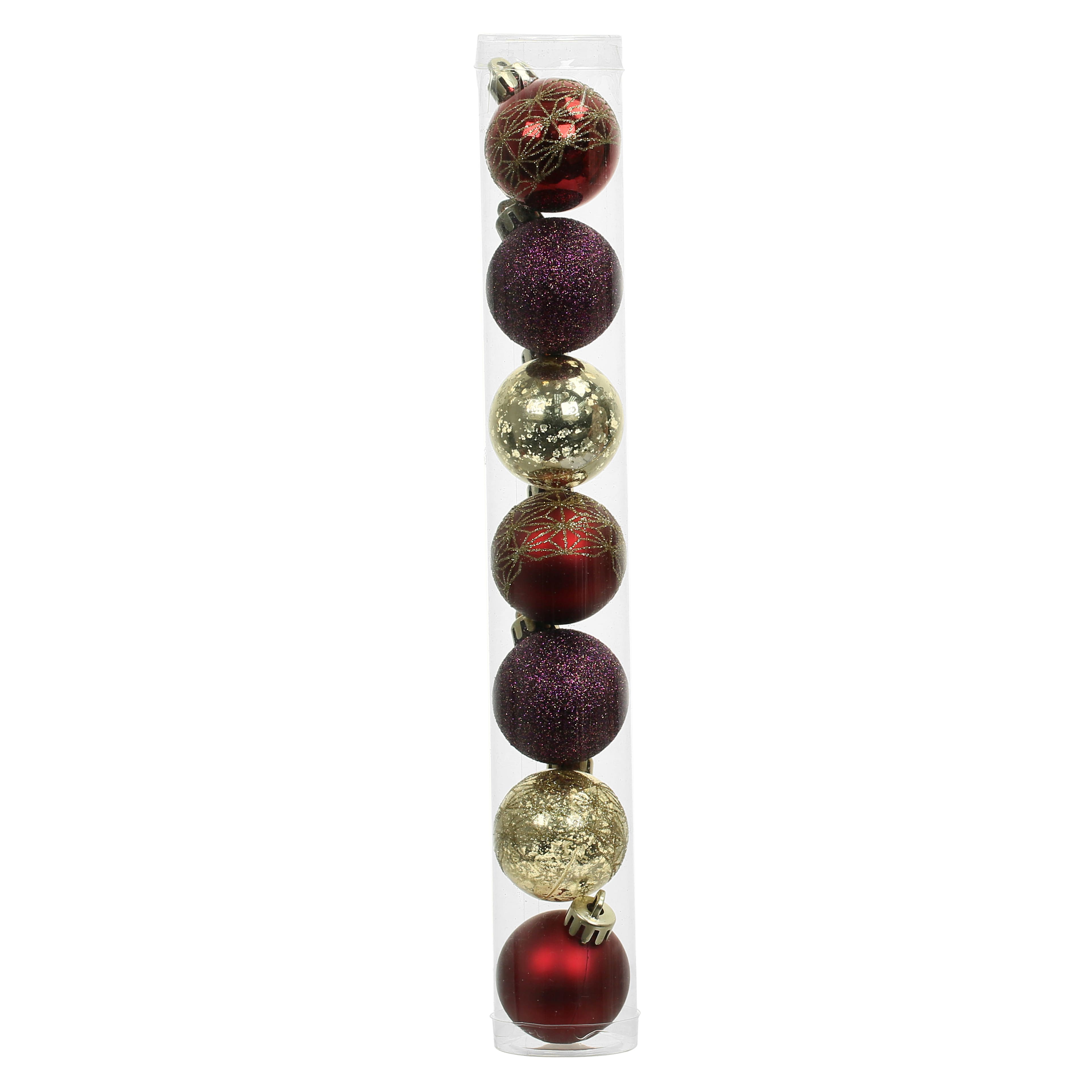 7 Pack 1.5" Burgundy Shatterproof Ball Ornaments by Ashland®