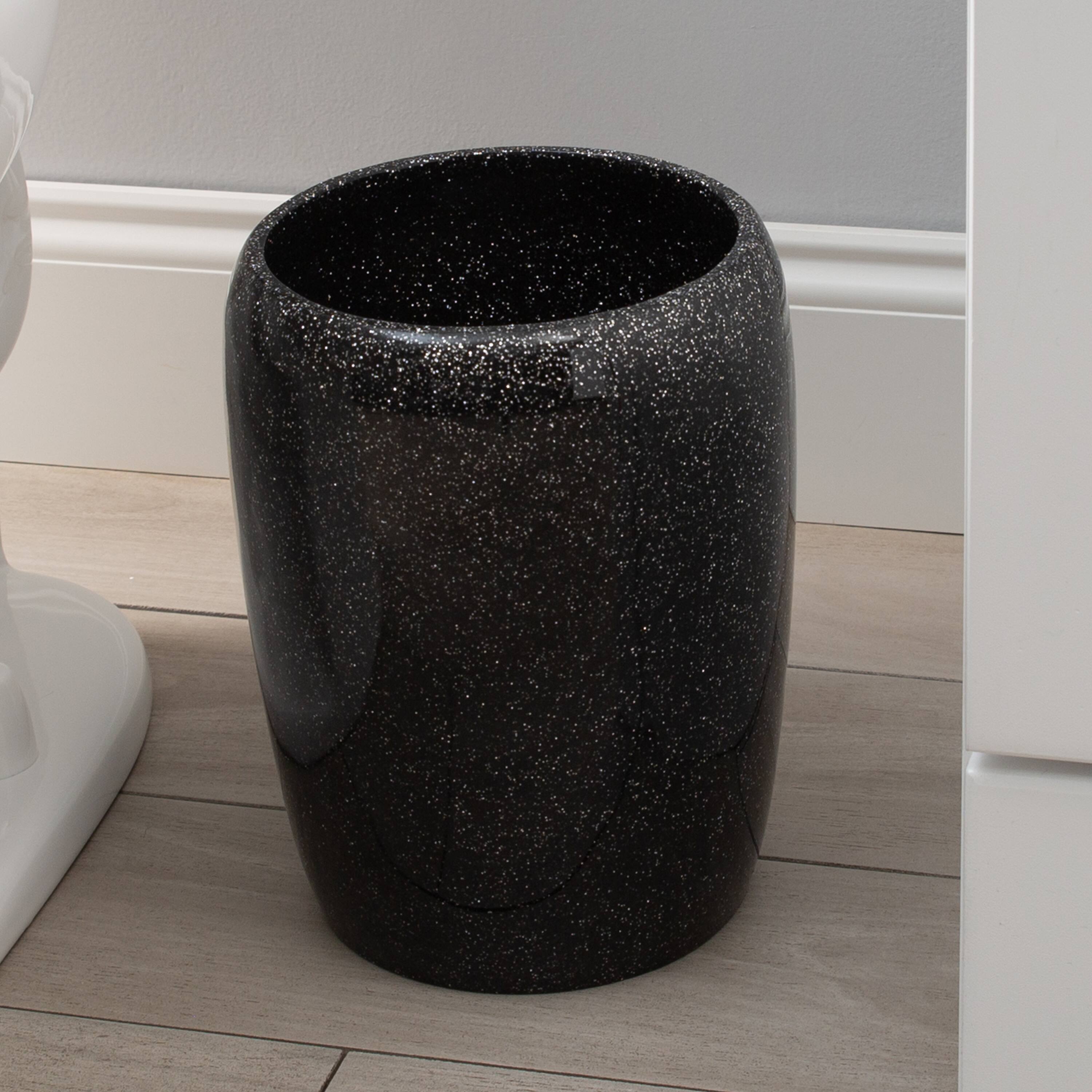 Elle D&#xE9;cor Eclat Black Glitter Waste Bin