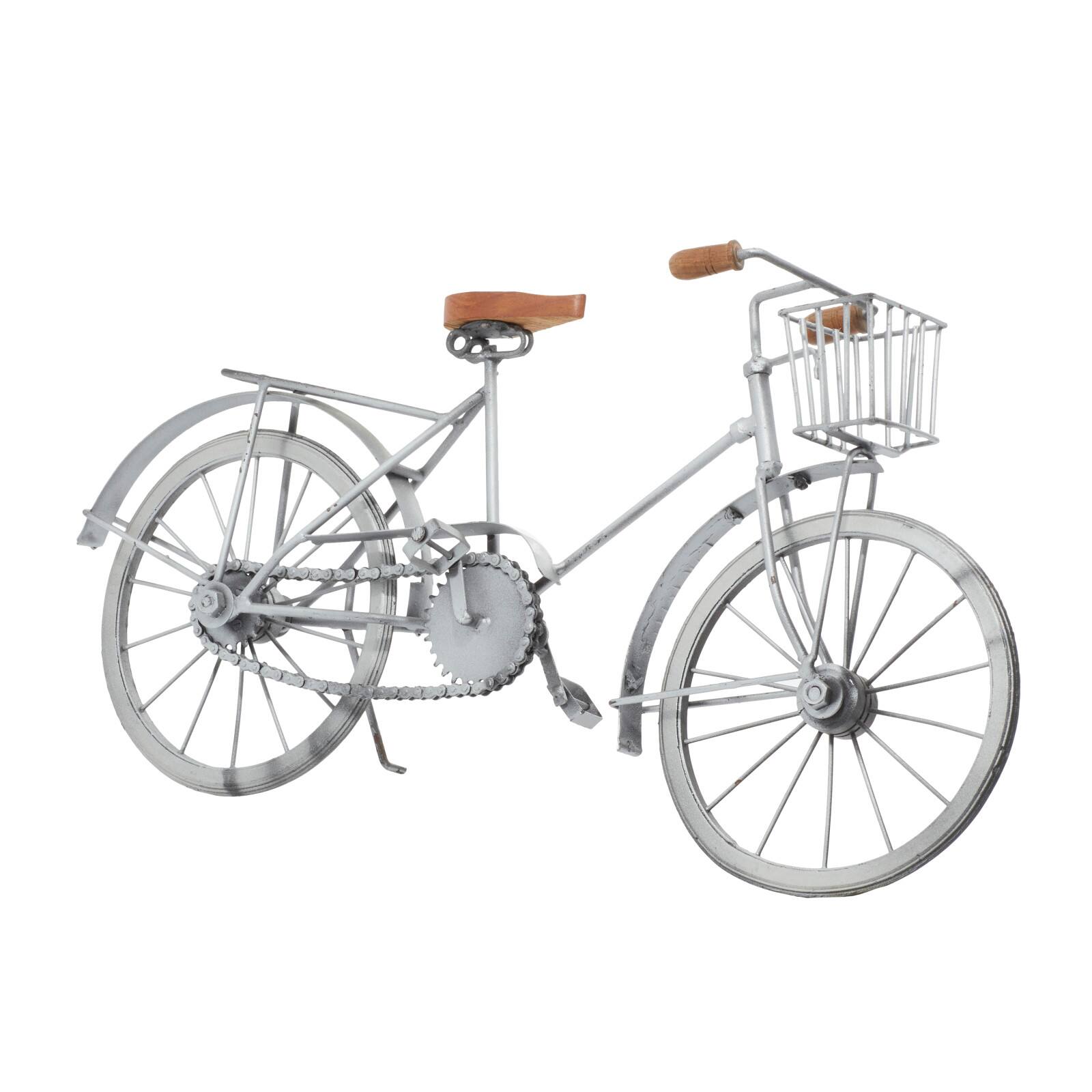 19&#x22; Silver Metal Vintage Bicycle Sculpture