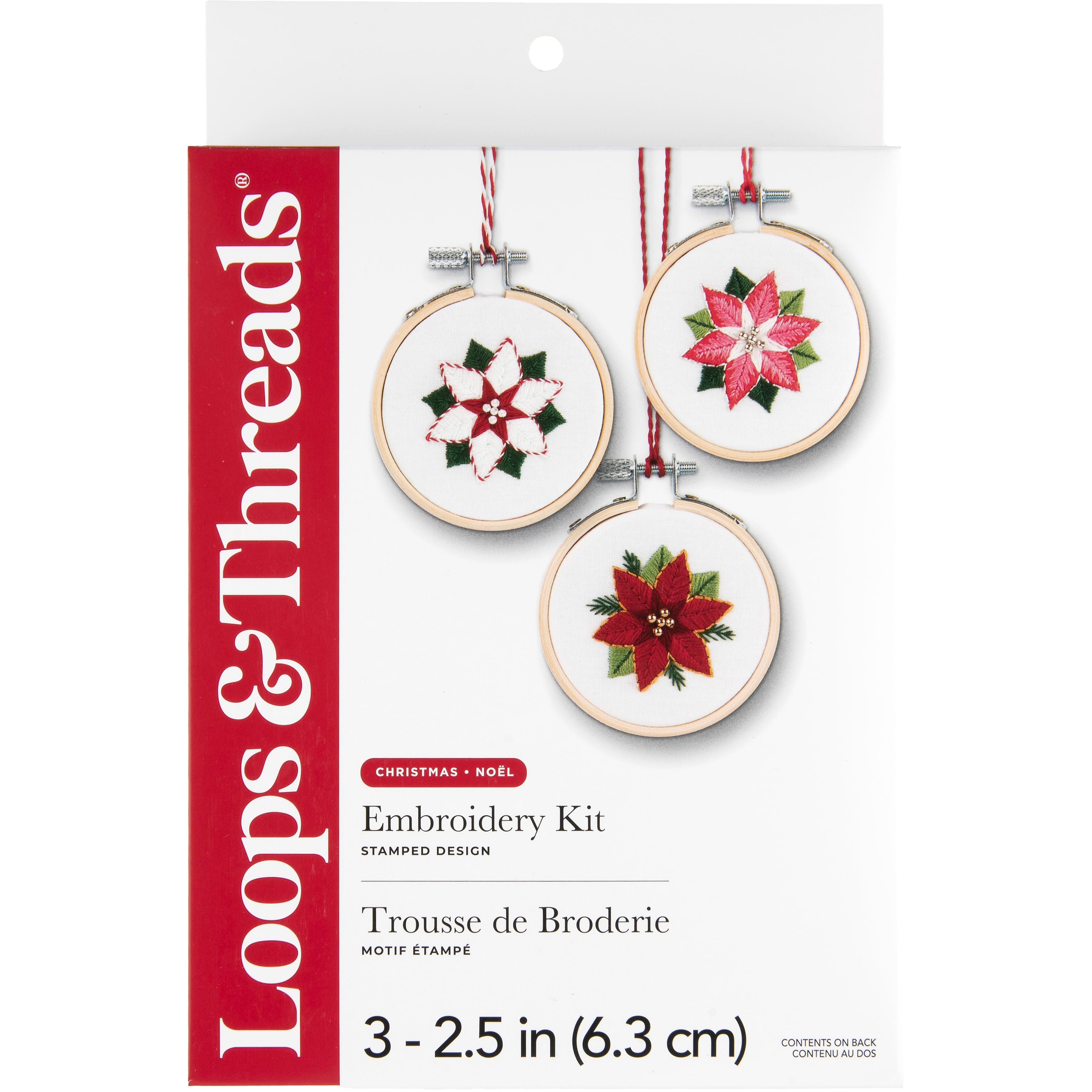 2.5" Poinsettia Ornaments Embroidery Kit by Loops & Threads®