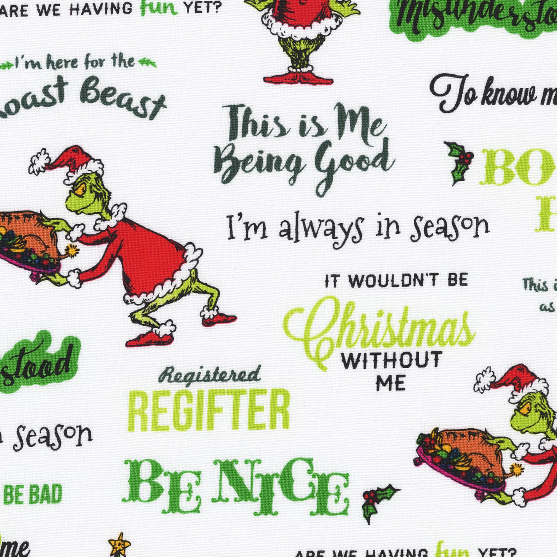 Dr. Seuss™ The Grinch Words Cotton Fabric
