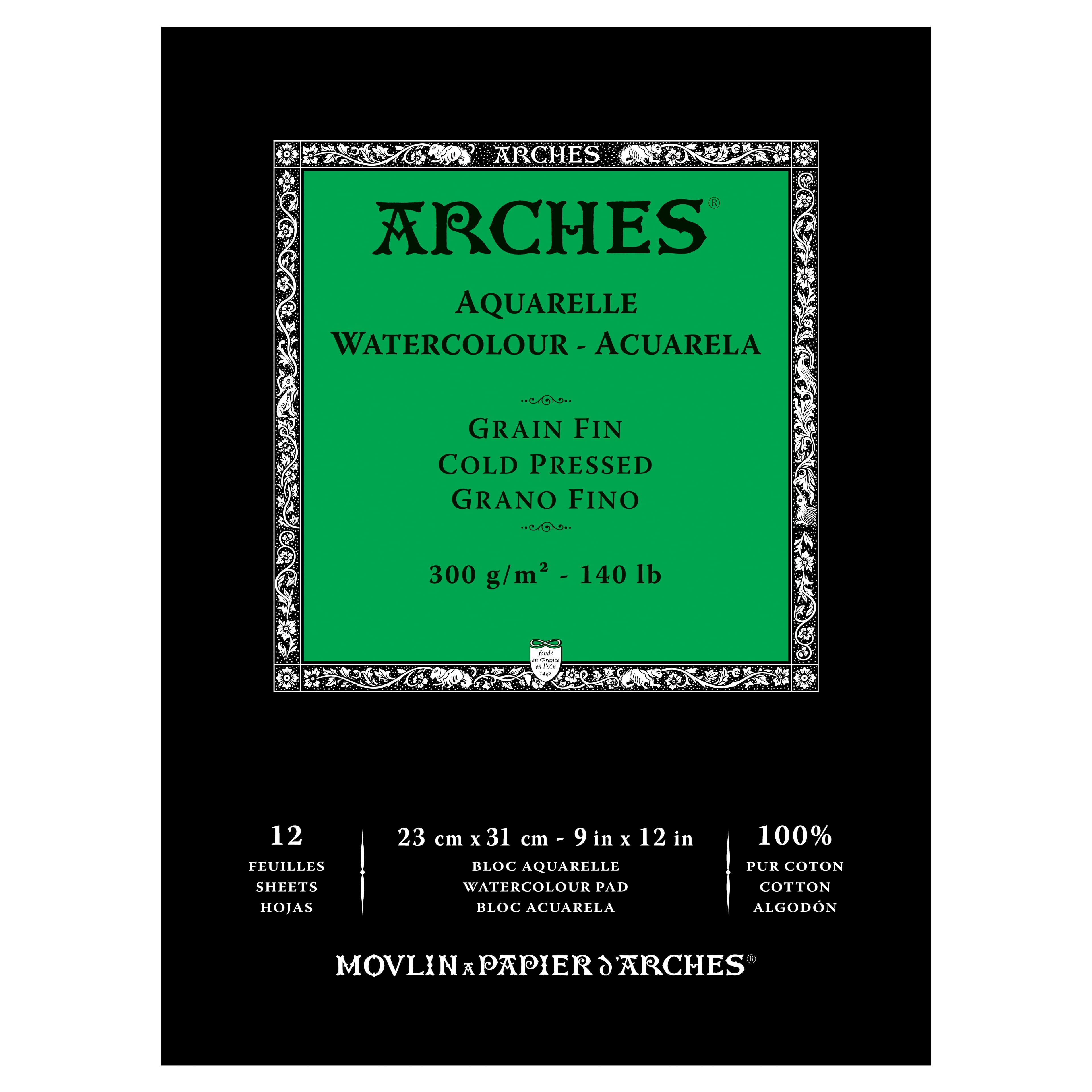 12 Pack: Arches&#xAE; Cold-Pressed Watercolor Pad, 9&#x22; x 12&#x22;