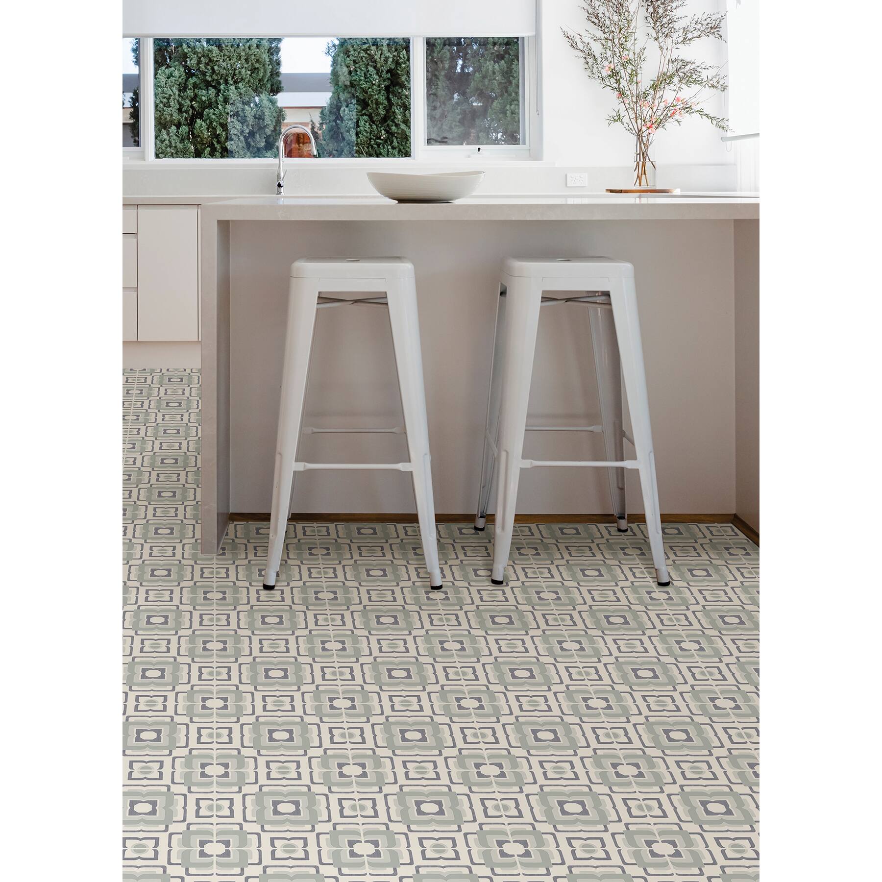 FloorPops Teal Posey Peel & Stick Floor Tiles