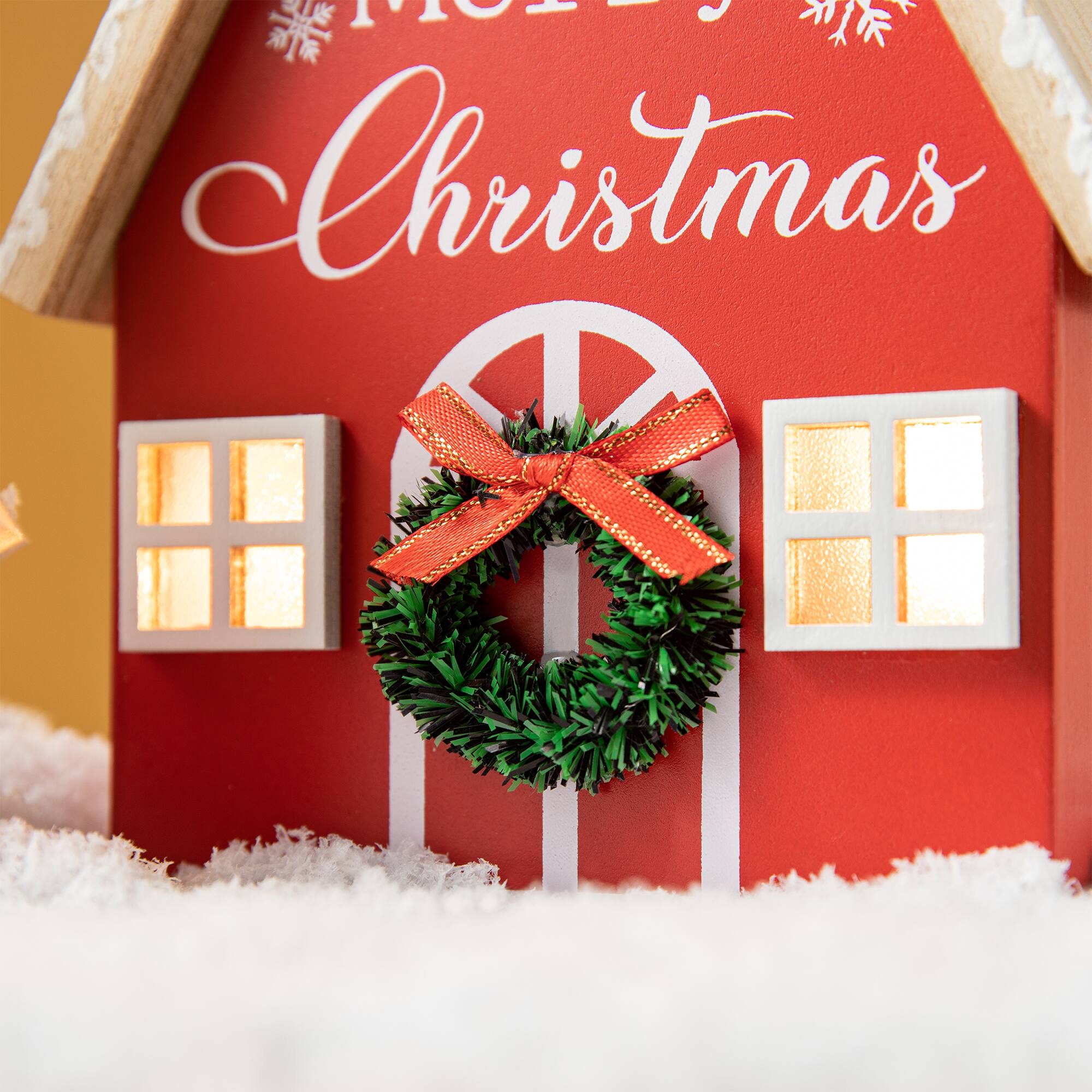 Glitzhome&#xAE; Christmas Lighted Wooden House Table D&#xE9;cor Set