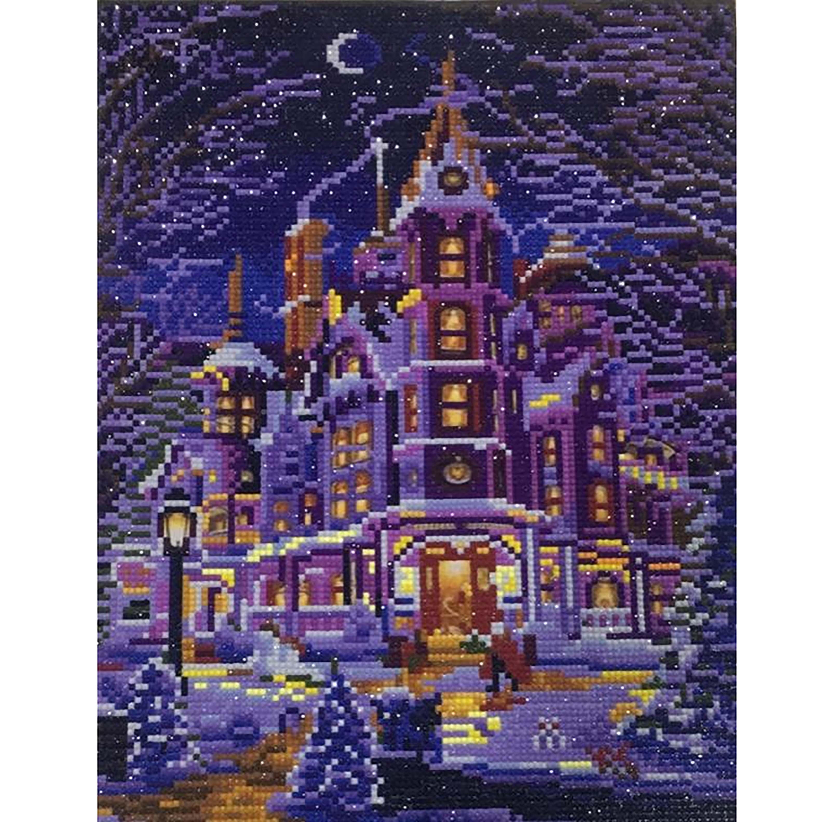 Sparkly Selections House in Winter Pre-Framed Diamond Painting Kit with Backlighting