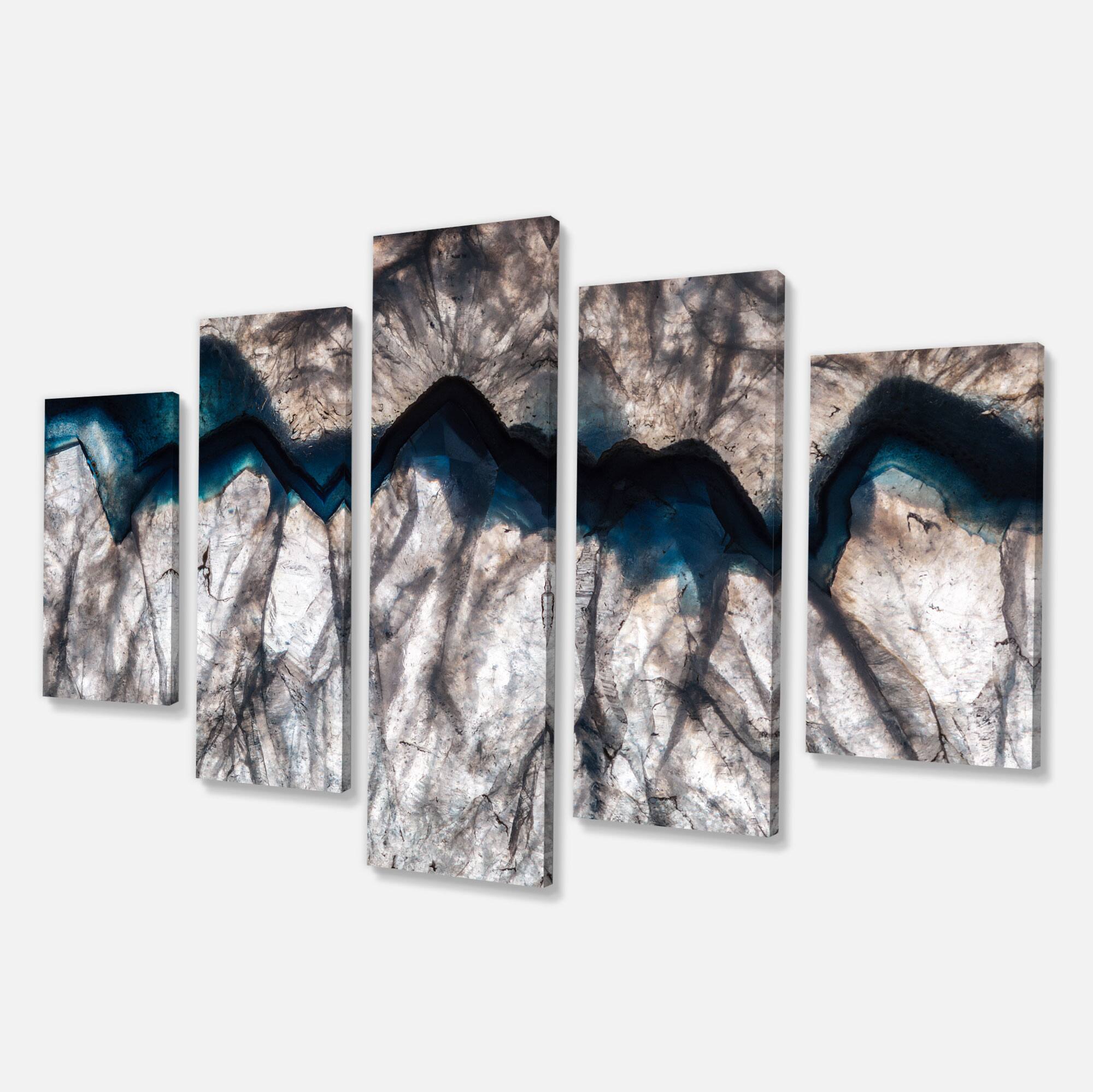 Designart - Backlit Mineral Macro - Blue - Abstract Canvas Wall Art Print