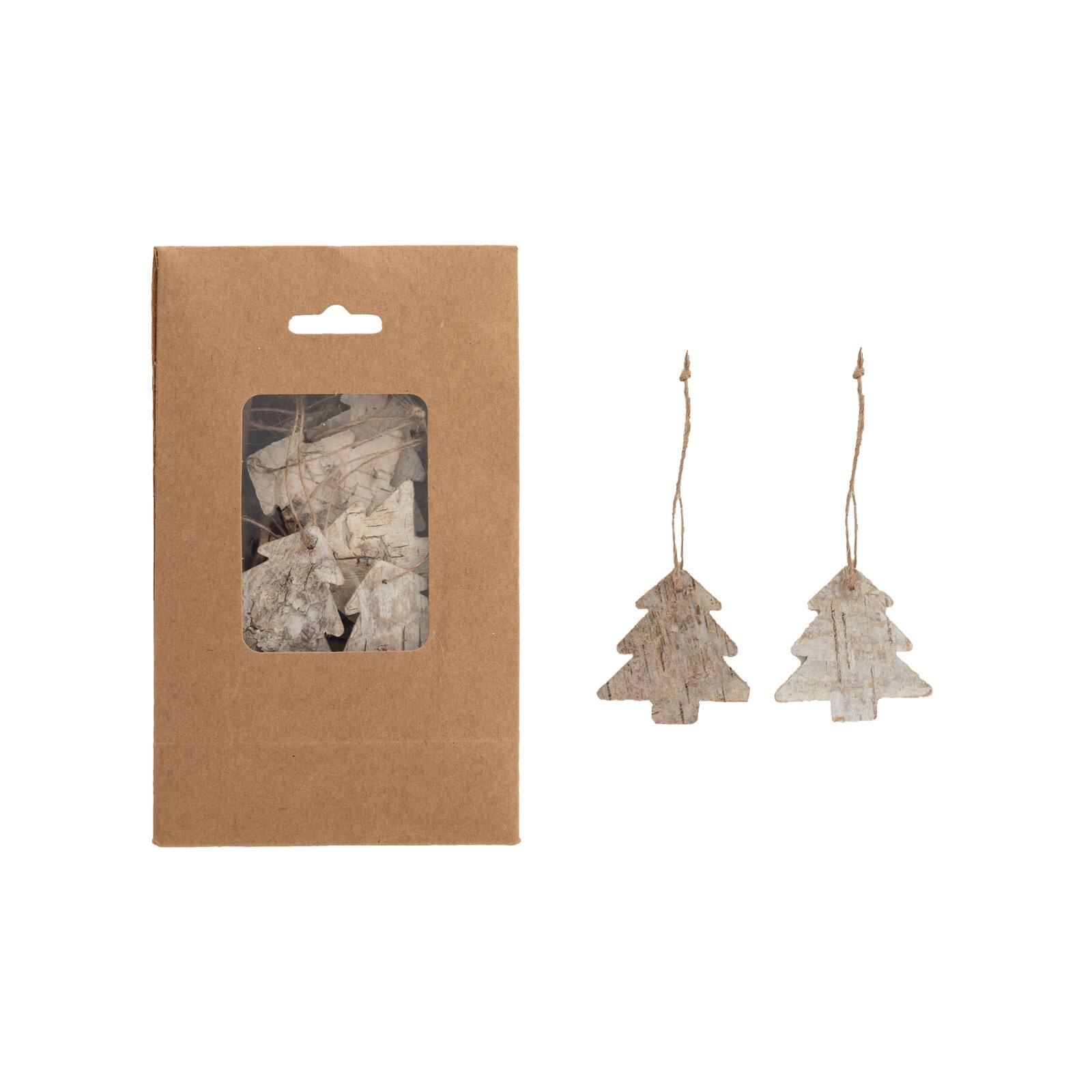 Hello Honey&#xAE; 2.25&#x22; Natural Birch Bark Tree Shaped Ornaments with Jute Hangers, 21ct.