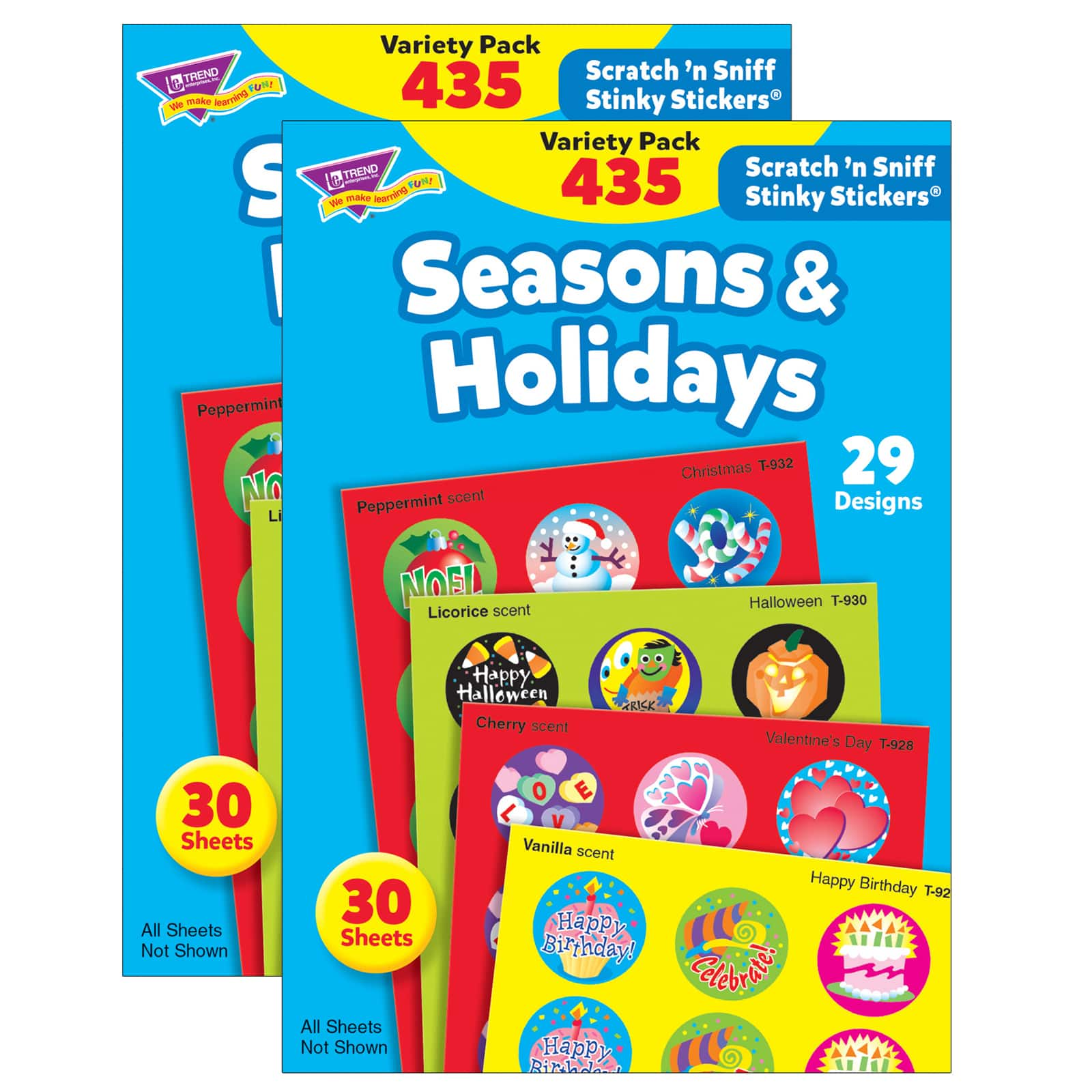 Trend Enterprises&#xAE; Stinky Stickers&#xAE; Seasons &#x26; Holidays Variety Pack, 2 Packs of 435ct.