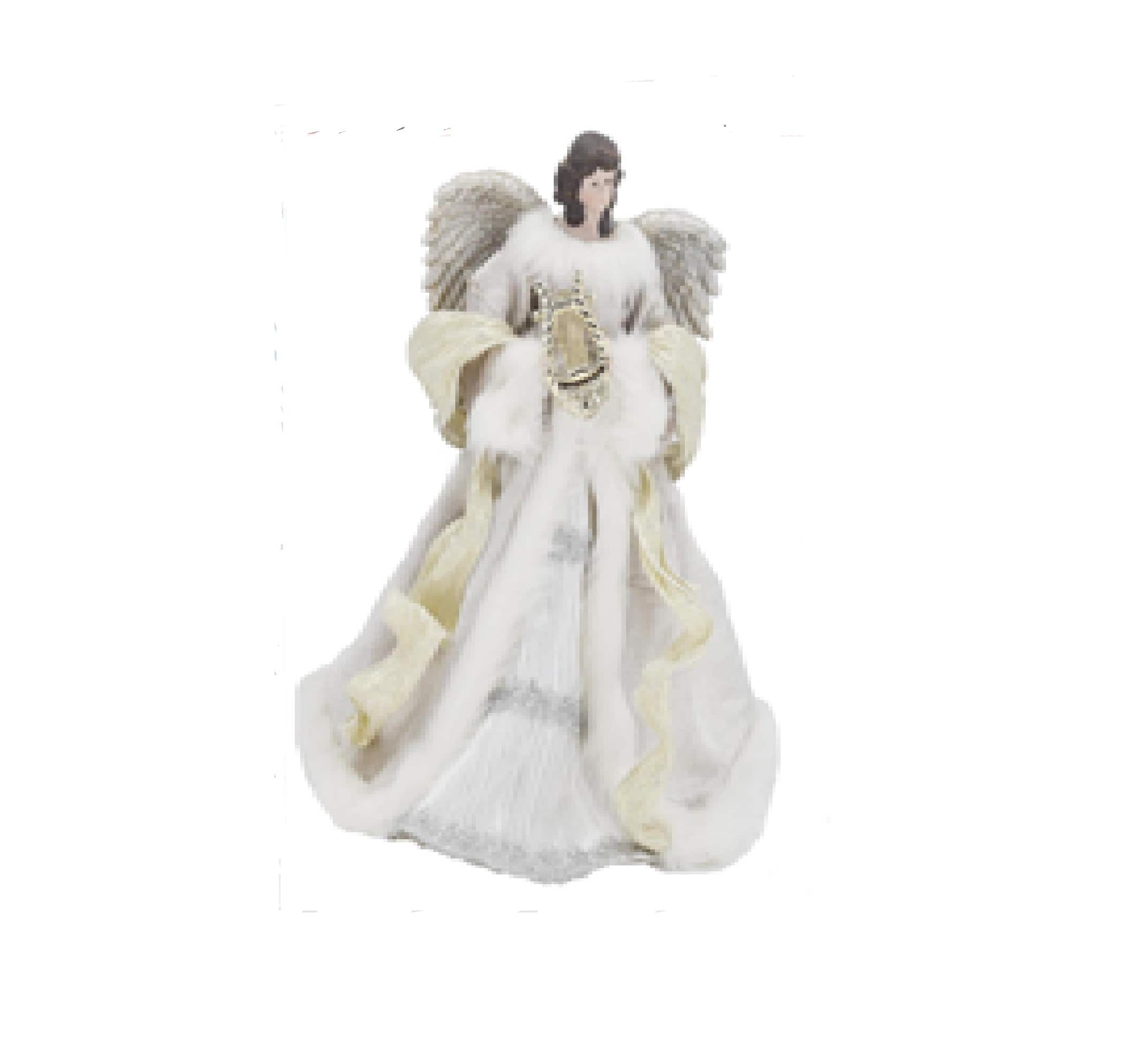 18&#x22; White &#x26; Silver Angel Christmas Tree Topper