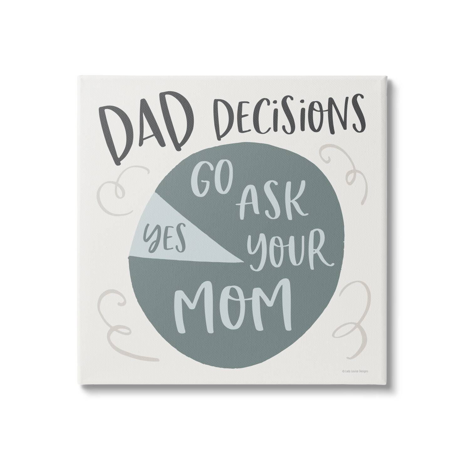 Stupell Industries Humorous Dad Decisions Pie Chart Phrase Canvas Wall Art