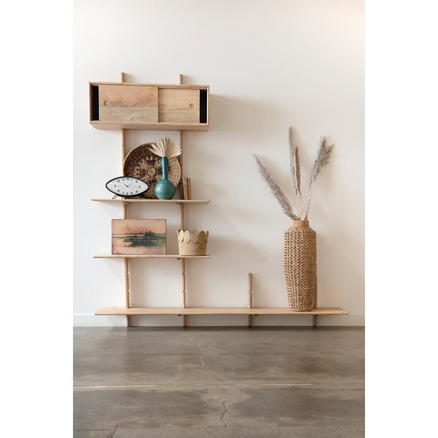 Hello Honey® 22" Handwoven Water Hyacinth & Rattan Floor Vase