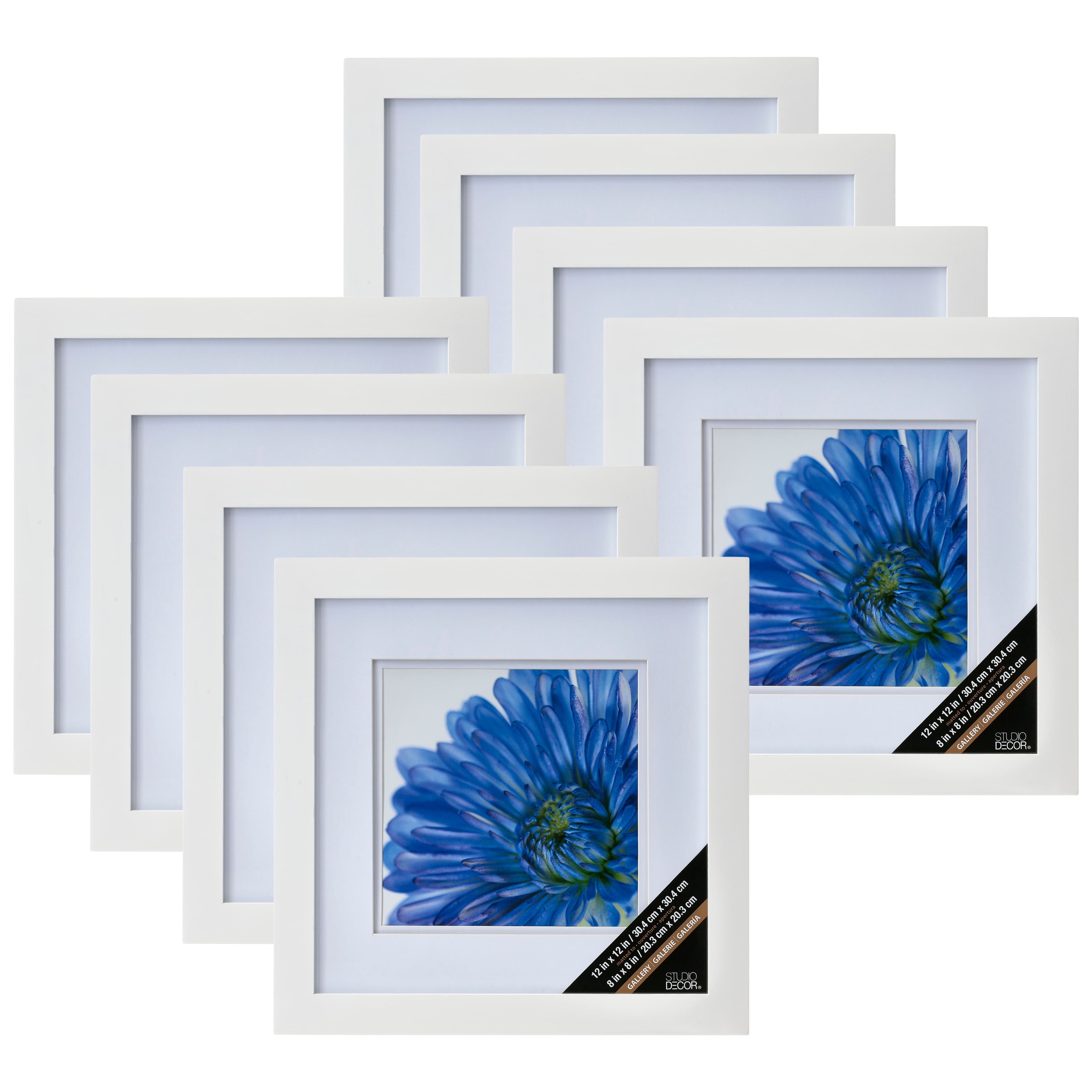 8 Pack: White Square Gallery Wall Frame with Double Mat by Studio D&#xE9;cor&#xAE;