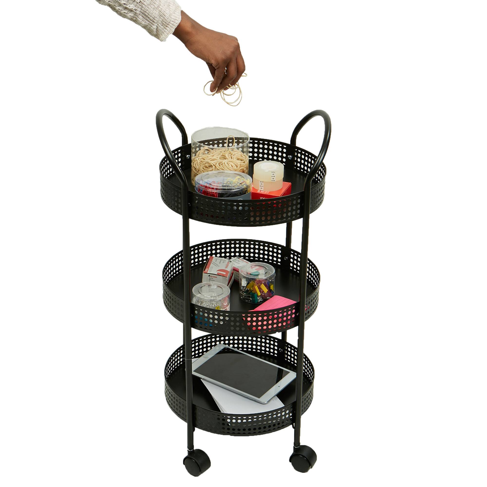 Mind Reader 27" Black 3-Tier Multi-Purpose Metal Utility Cart