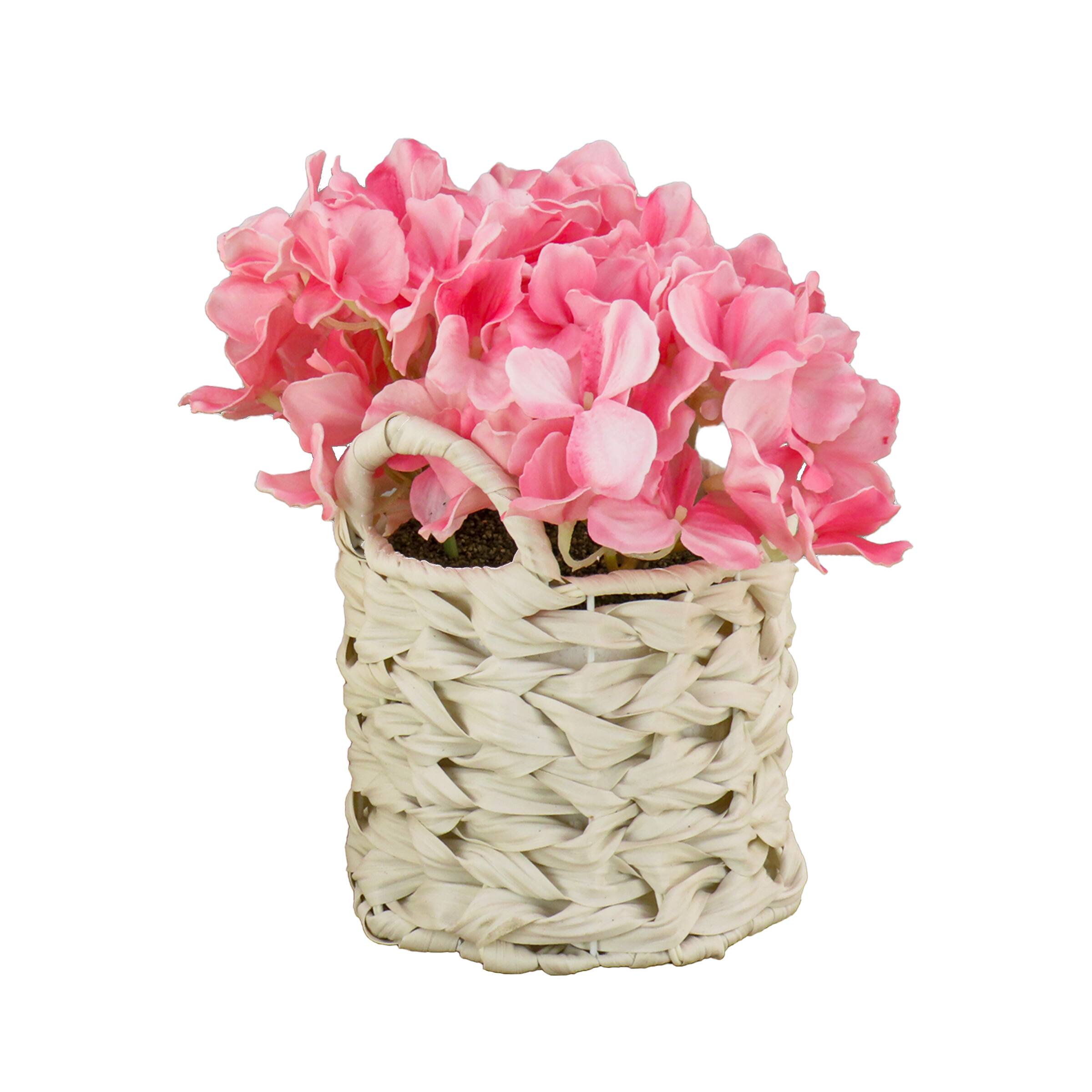 10" Hydrangea Bouquet in Natural Basket