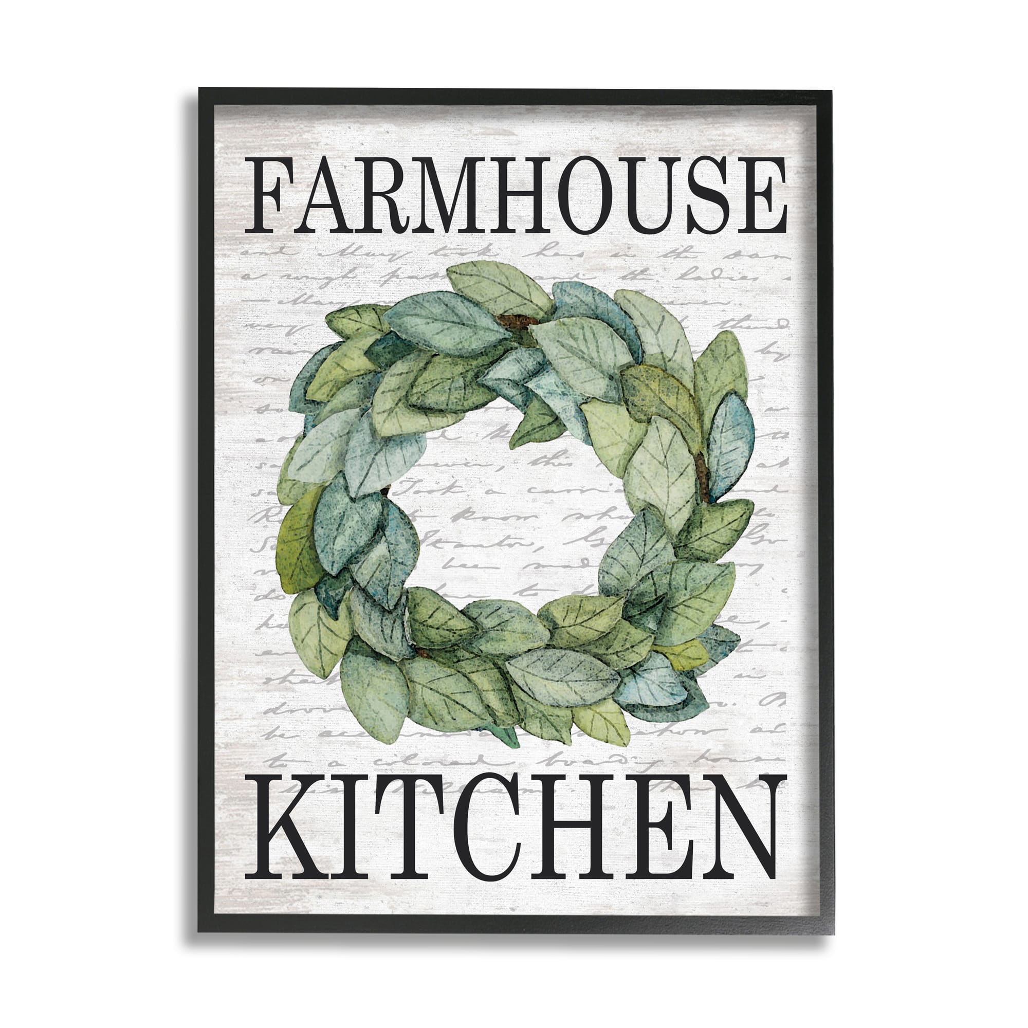 Stupell Industries Farmhouse Kitchen Phrase Tree Leaf Wreath Soft Script Framed Wall Art
