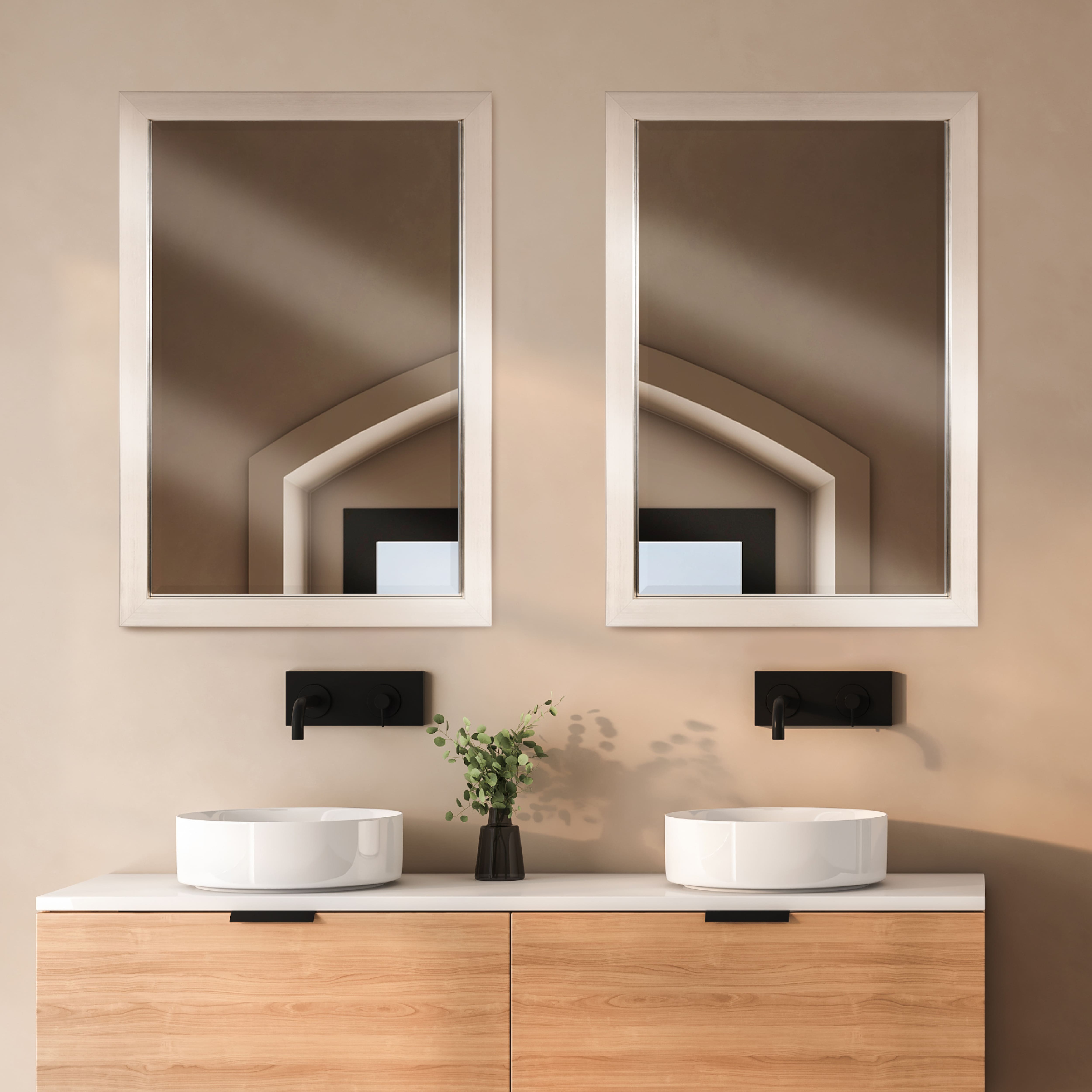 Head West Brushed Nickel Framed Accent Vanity Mirror