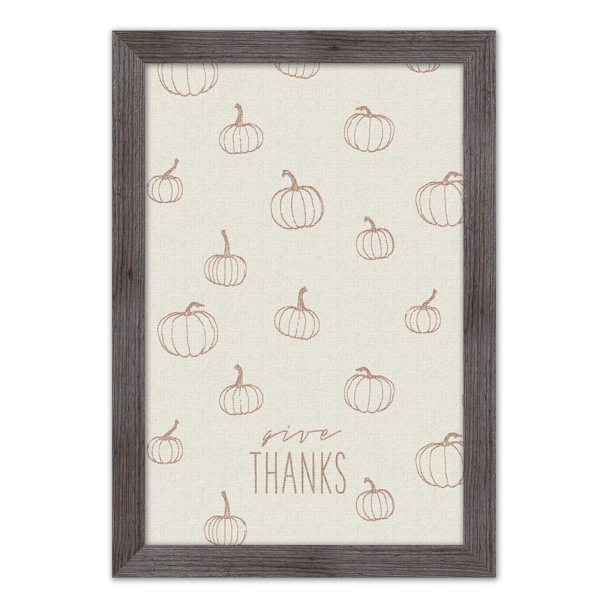 Dusty Rose Pumpkin Give Thanks Print in Western Gray Frame