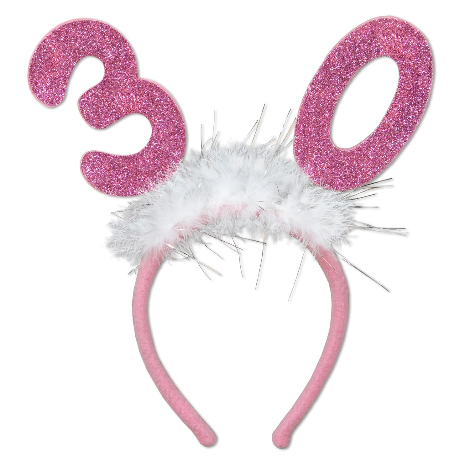 Beistle Adult Pink "30" Glittered Boppers with Marabou, 2ct.