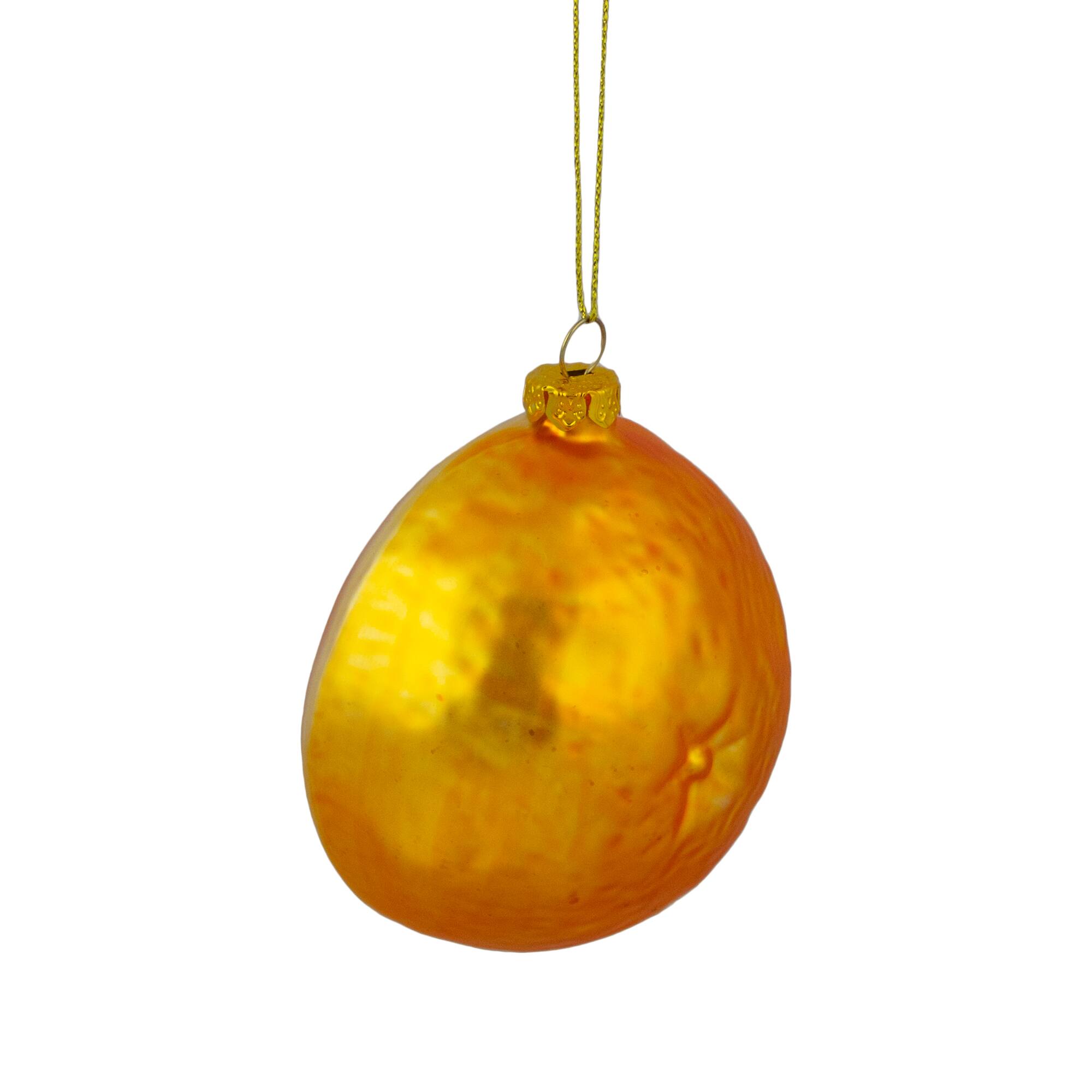 3.5" Glittered Orange Slice Glass Ornament