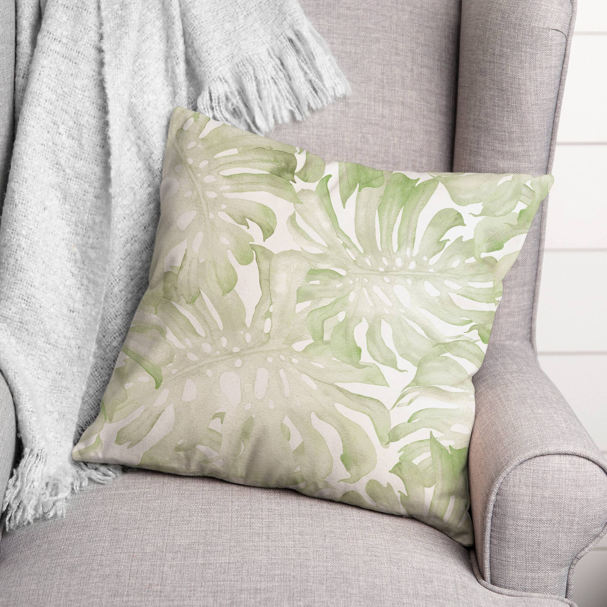 Simple Monstera 18" x 18" Throw Pillow