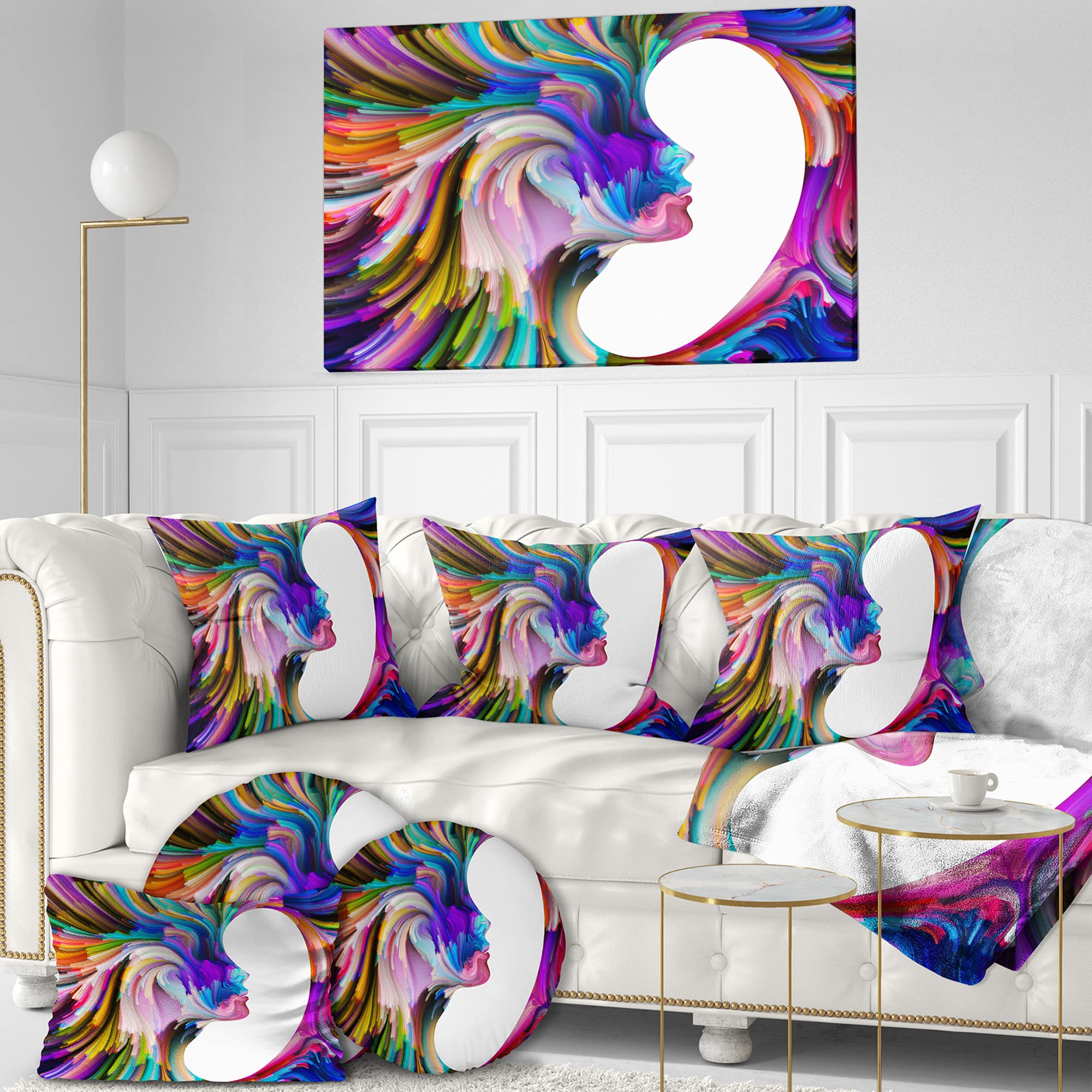 Designart - Colorful Faces - Abstract People Print on Wrapped Canvas