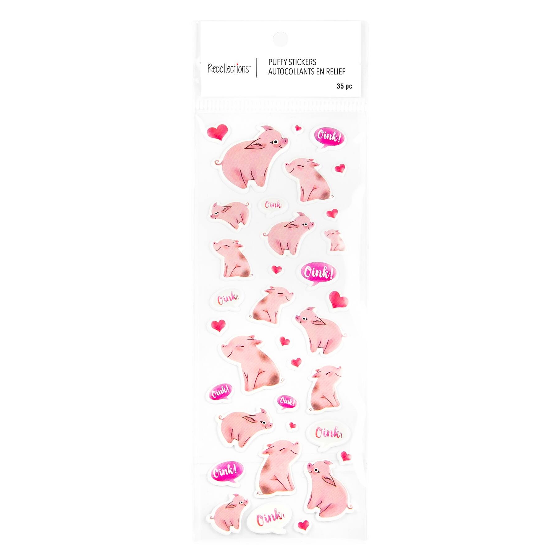 12 Pack: Pigs Puffy Stickers by Recollections&#x2122;