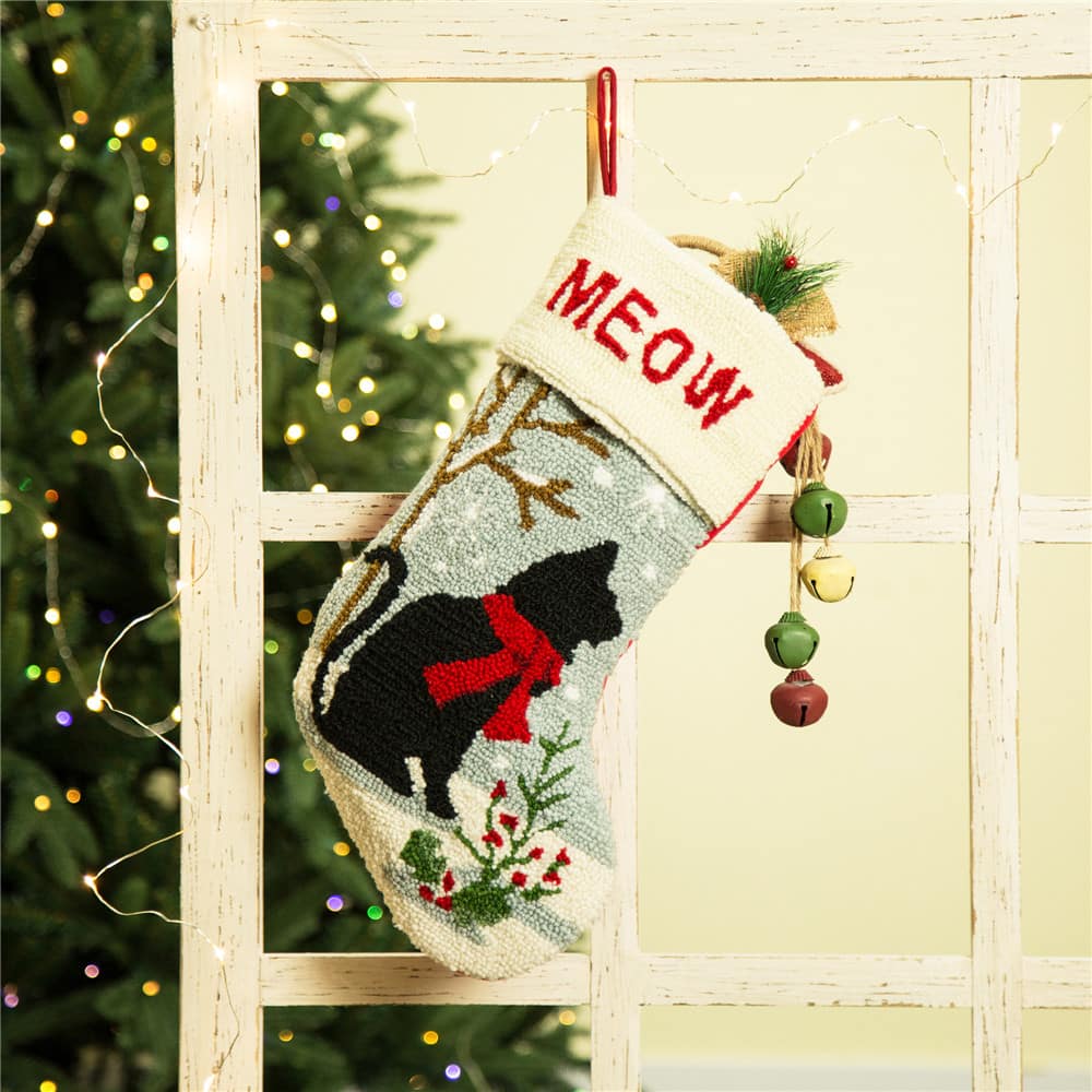 Glitzhome&#xAE; 20&#x22; Hooked Cat Stocking