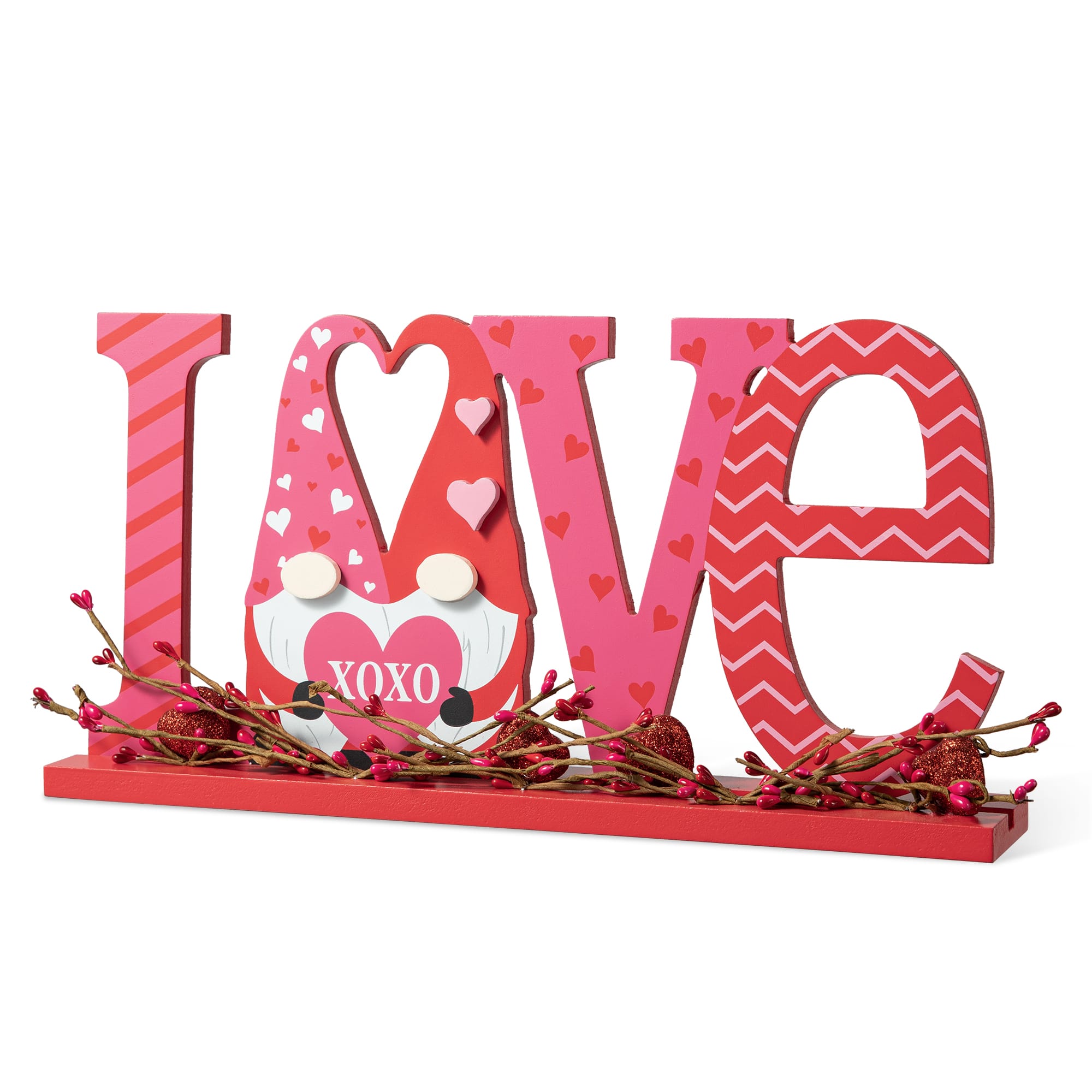 Glitzhome&#xAE; 14.25&#x22; Valentine&#x27;s LOVE Wooden Gnome Table Decor