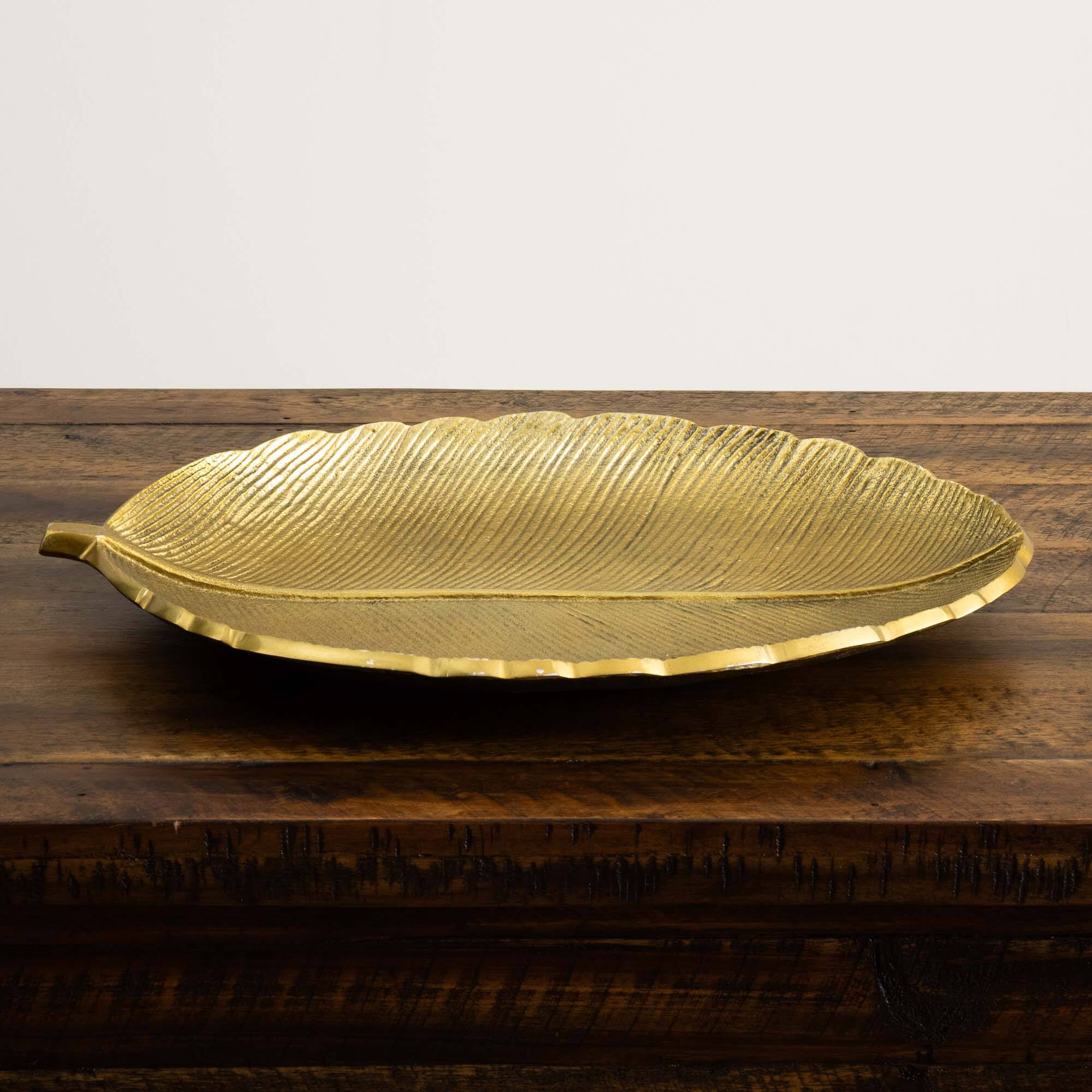 16&#x22; Gold Leaf Decorative Accent Tray
