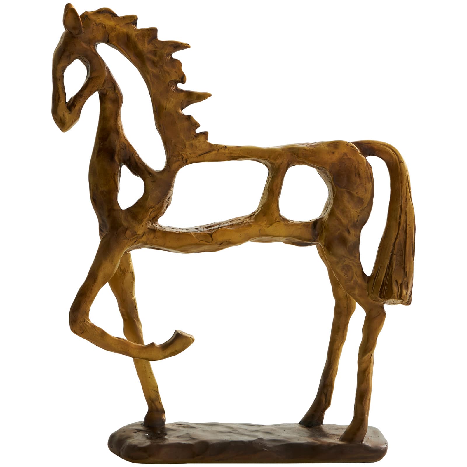13" Gold Horse Slim Frame Textured Sculpture