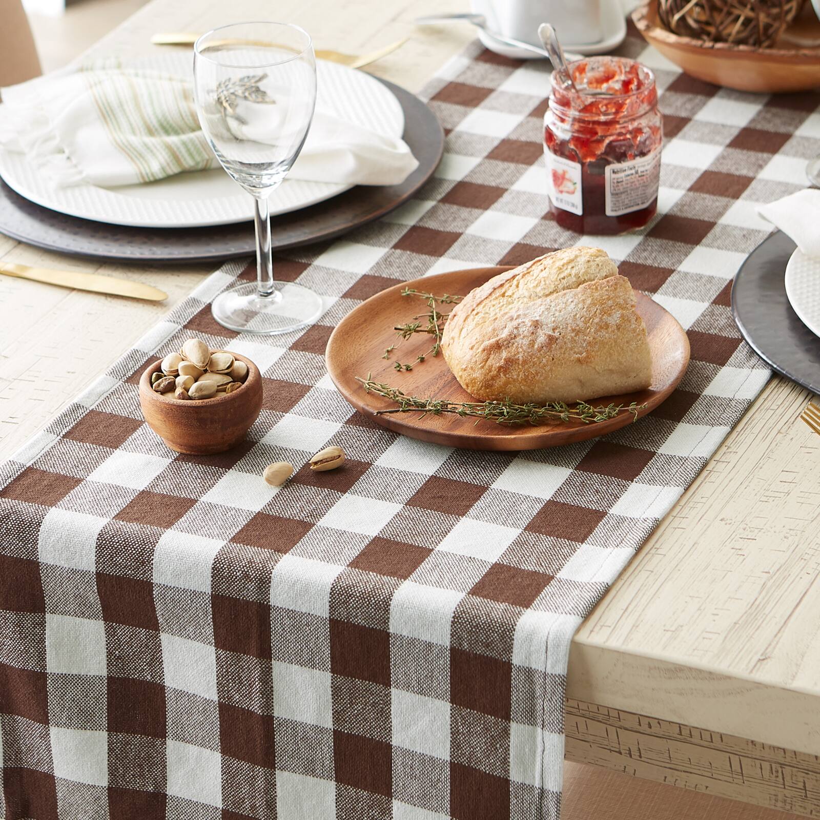 DII&#xAE; 72&#x22; Heavyweight Check Fringed Table Runner