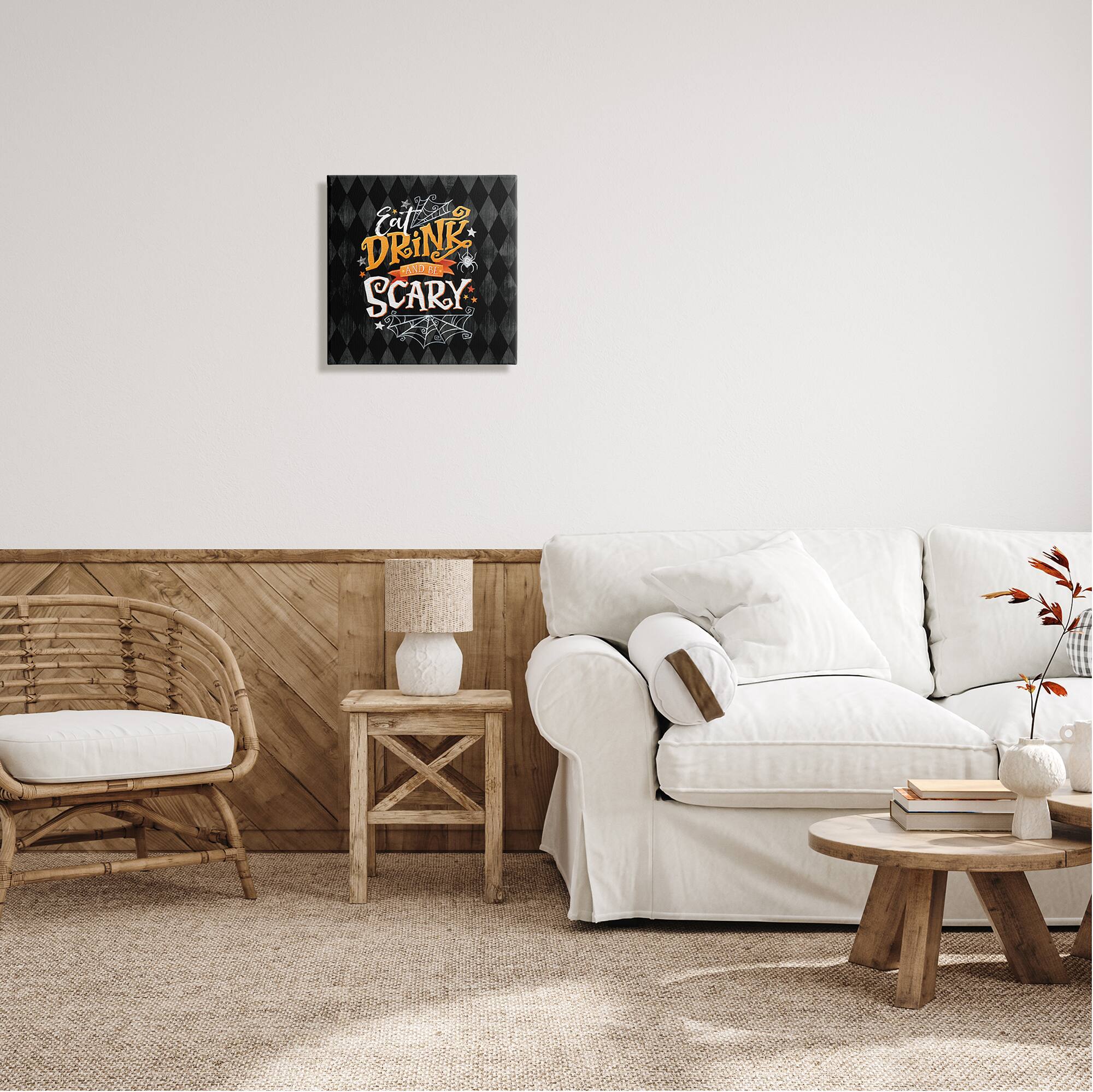 Stupell Industries Eat Drink Be Scary Halloween Pattern Canvas Wall Art