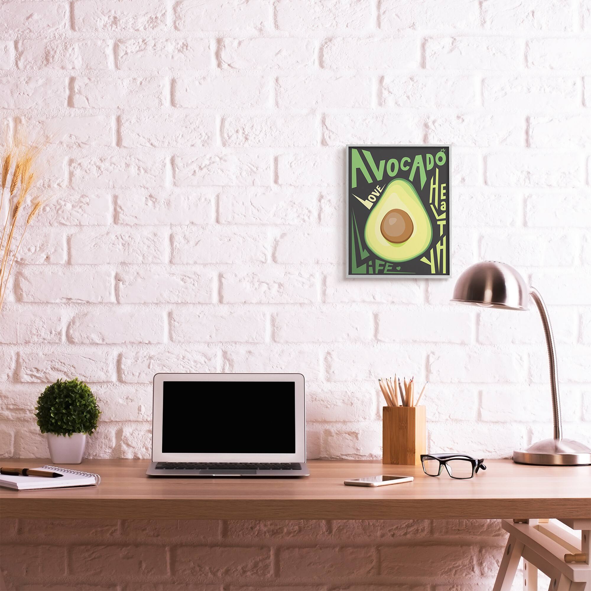 Stupell Industries Avocado Healthy Love Pop Wall Art in Gray Frame