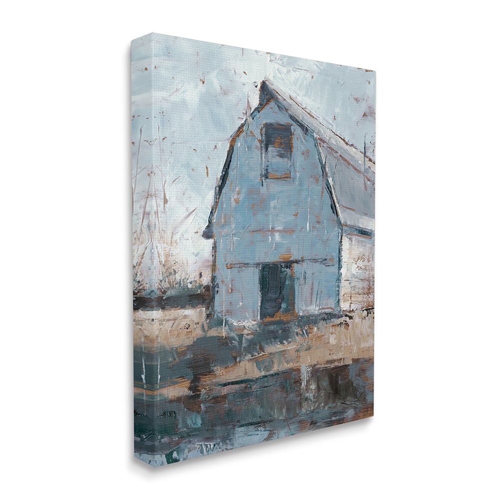 Stupell Industries Abstract Distressed White Barn Farm Architecture Canvas Wall Art
