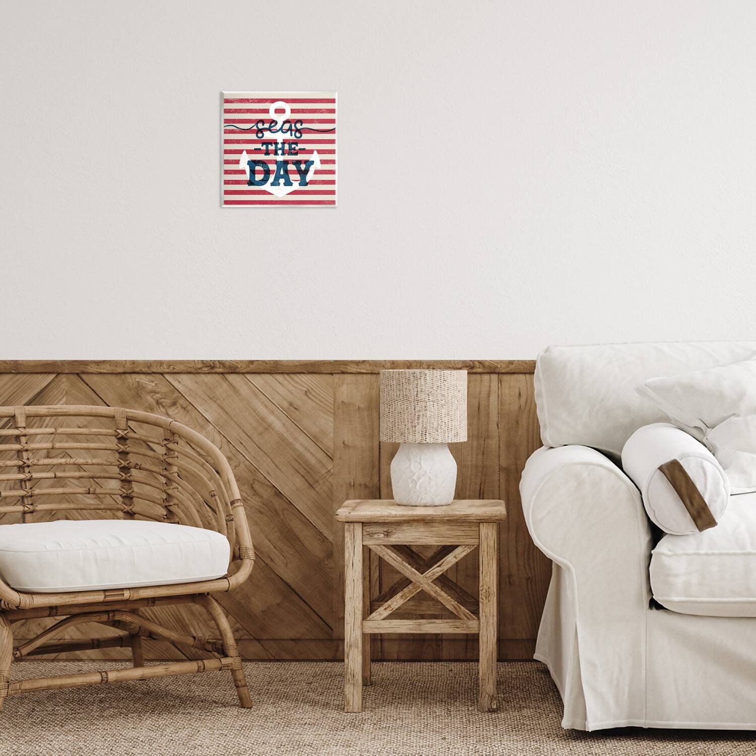 Stupell Industries Seas The Day Americana Anchor & Flag Phrase Wall Plaque Art