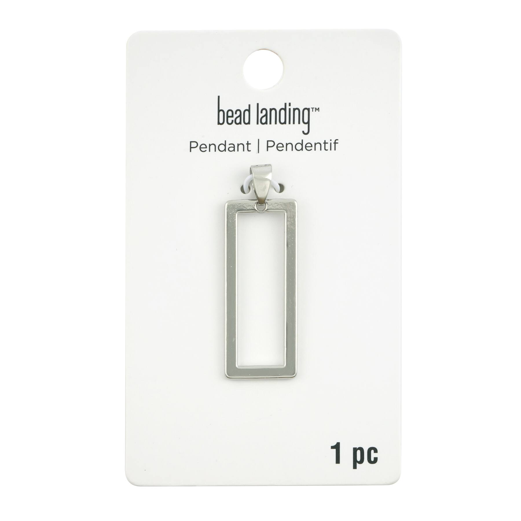 Rhodium Open Rectangle Pendant by Bead Landing&#x2122;